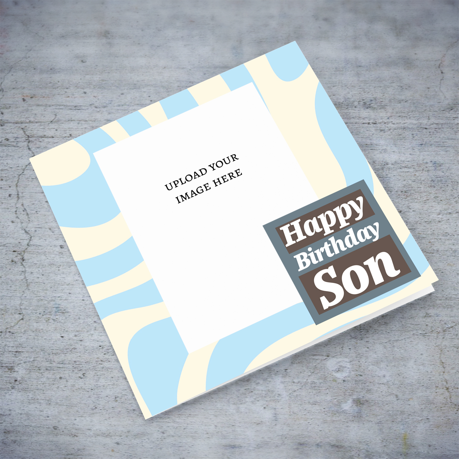 Light blue waves photo birthday card for Son in English 