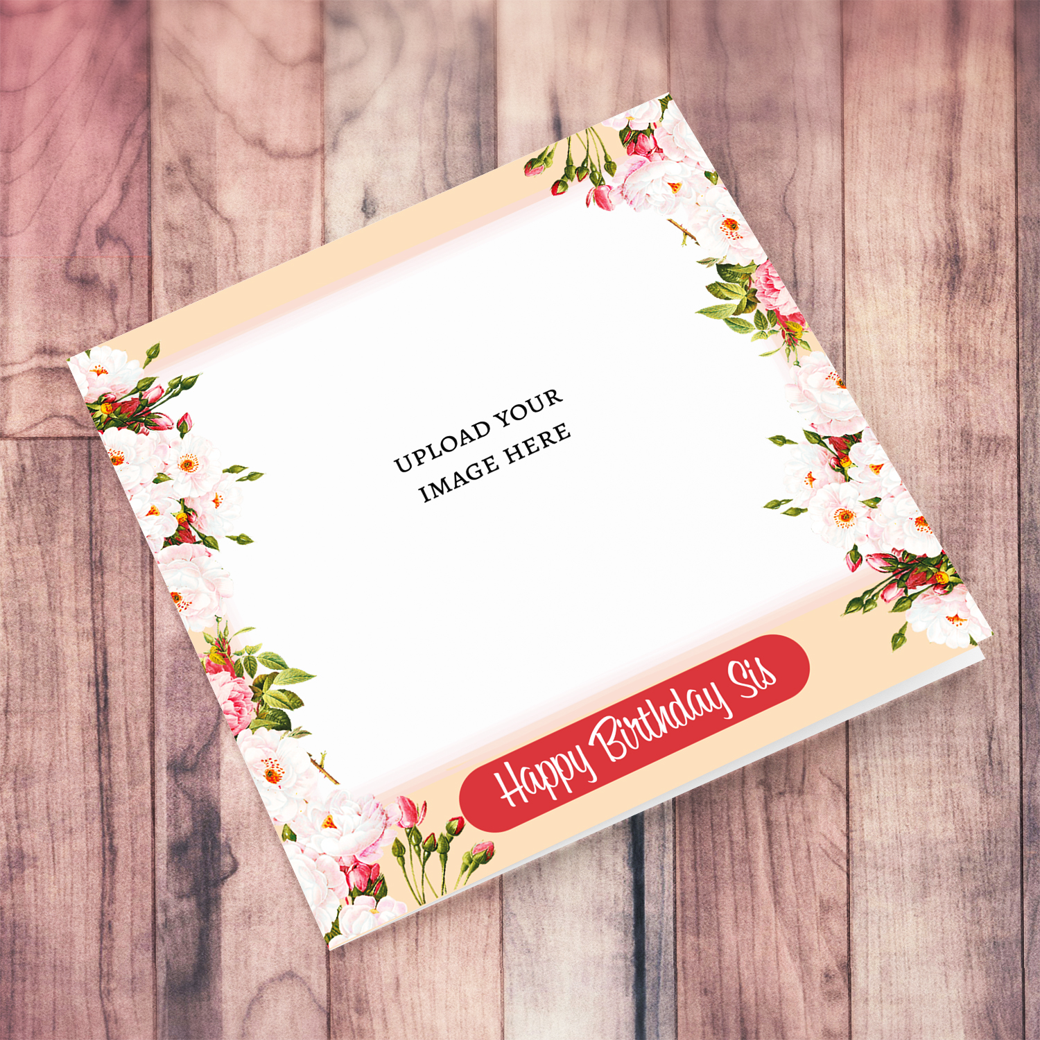 Floral themed photo birthday card for Sister / Bestie in English