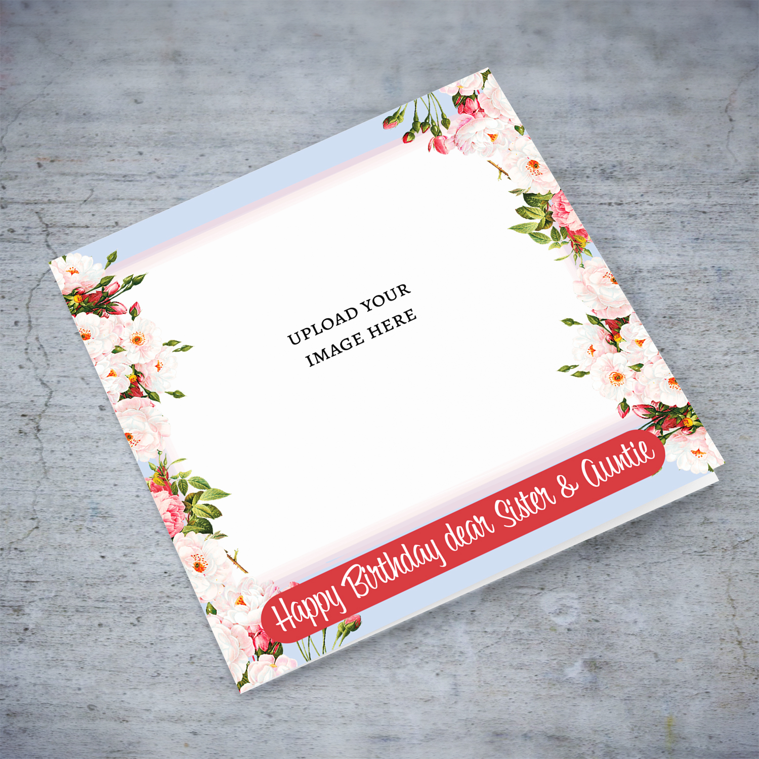 Floral themed photo birthday card for Sister & Auntie in English