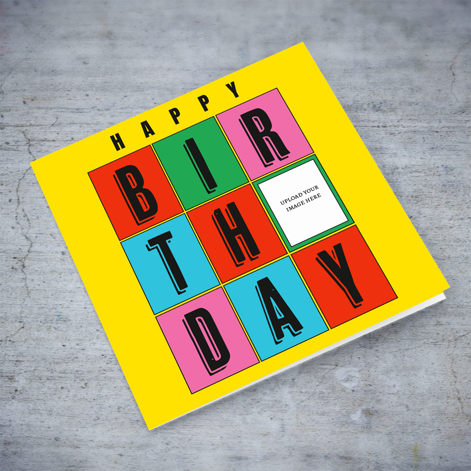 Colourful & fun photo birthday card in English (Unisex)