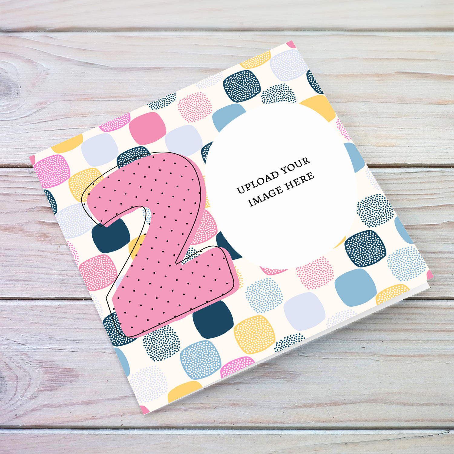 Open photo card in a colourful background for 20th birthday / anniversary or any other occasion with a blank message inside 