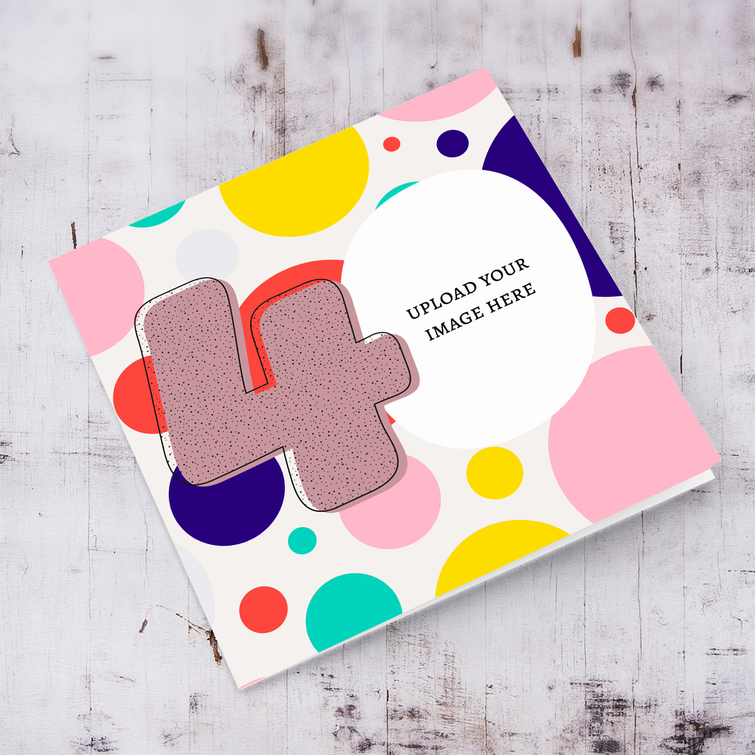 Open photo card in a colourful background for 40th birthday / anniversary or any other occasion with a blank message inside 