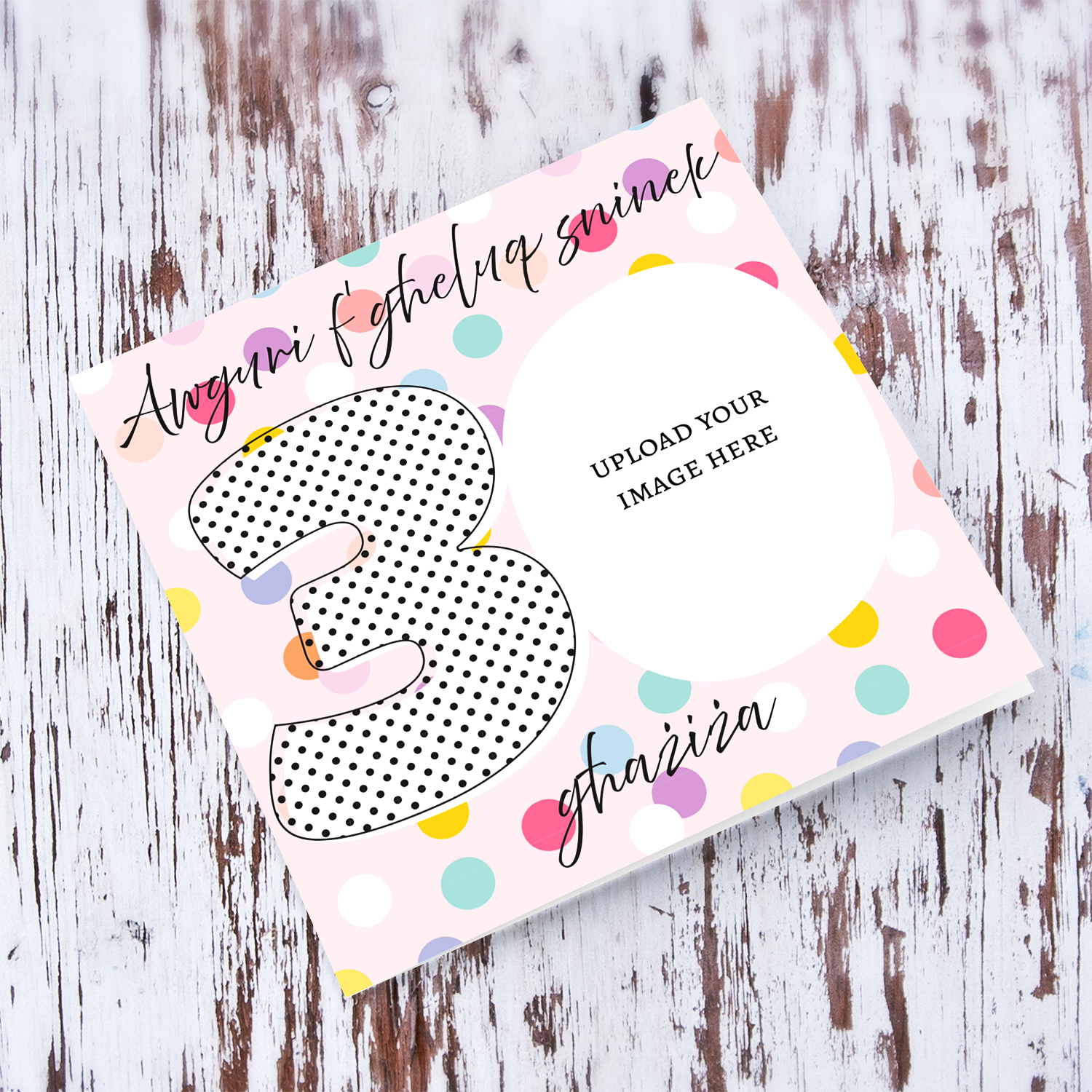 30th birthday colourful background birthday photo card in Maltese