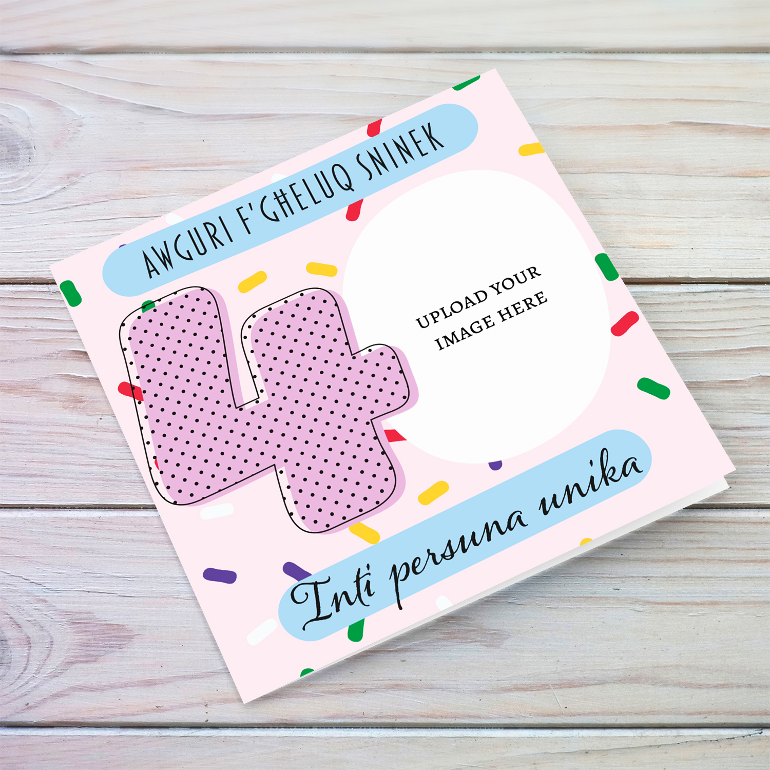 40th birthday colourful background birthday photo card in Maltese
