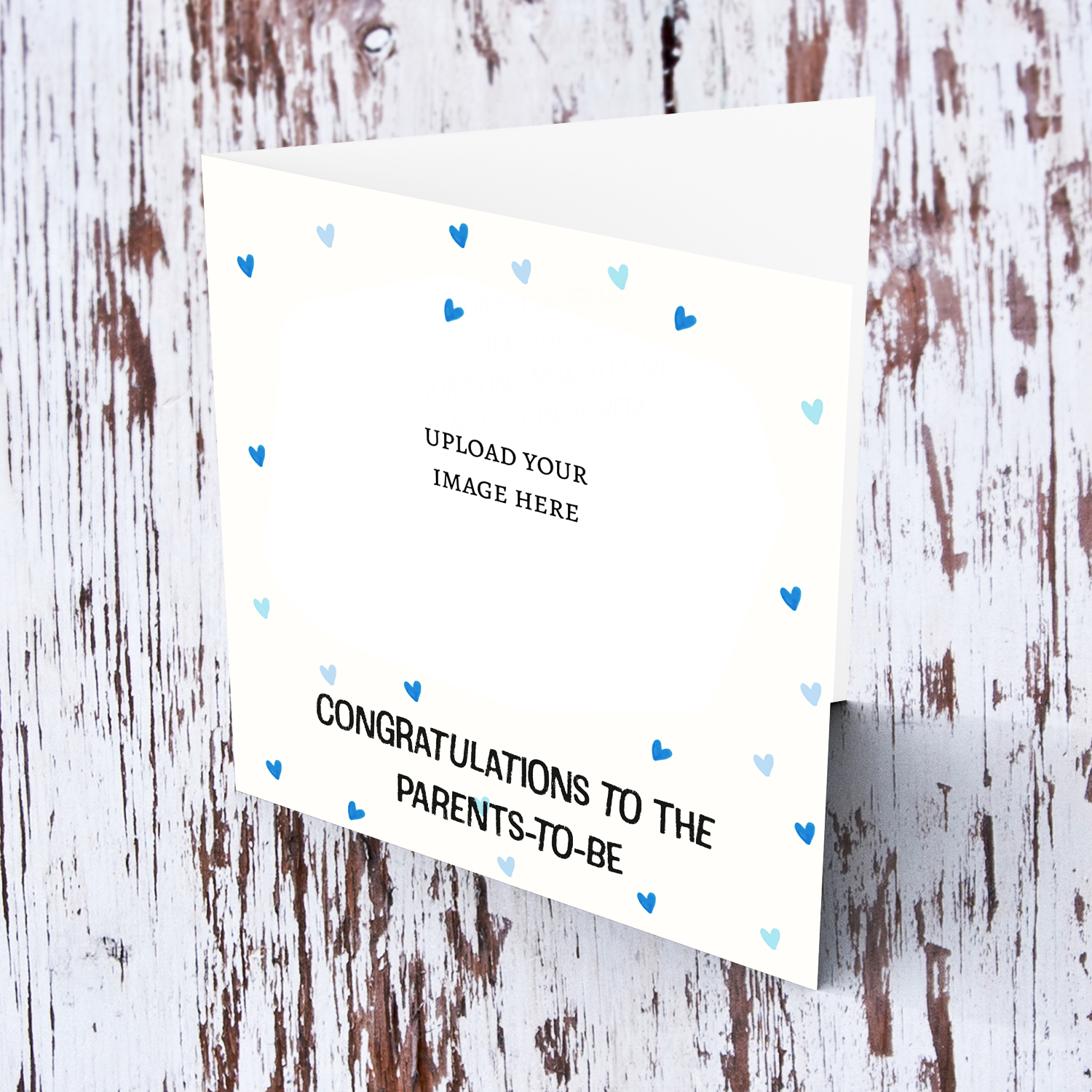 Congratulations to the parents to be in a cream background and blue scattered stars for Baby Shower / Gender Reveal in English
