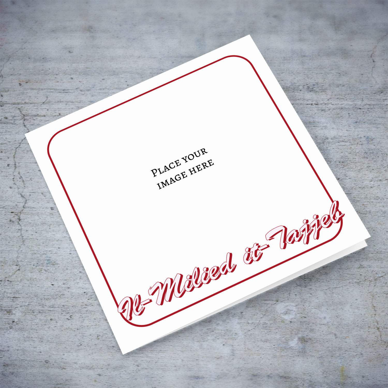 Open photo Christmas card, with red line border in Maltese