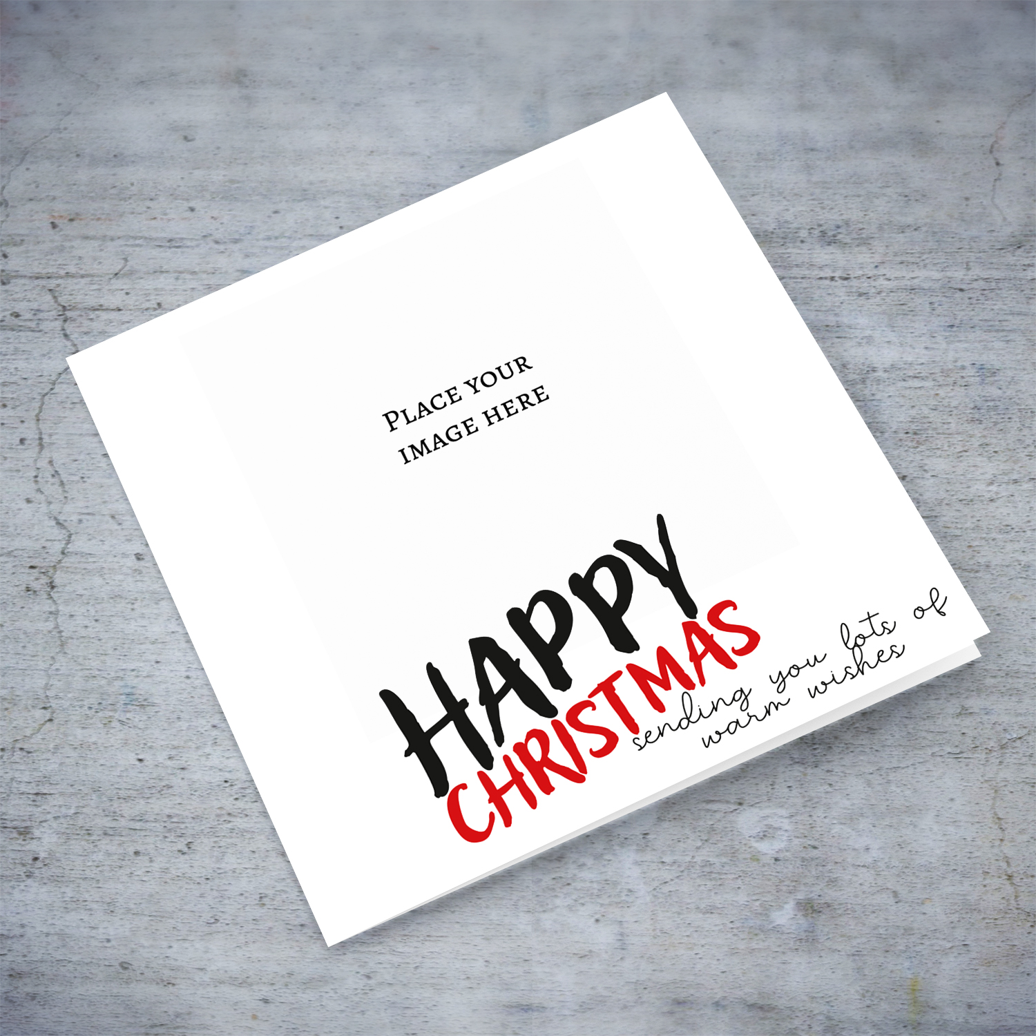 Open Photo Christmas Card from me to you in black and red text in English