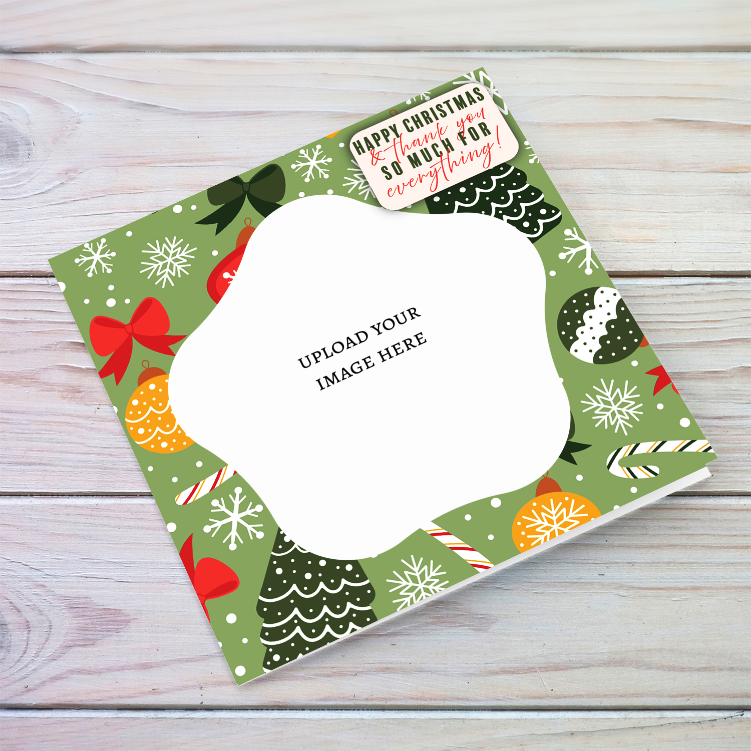 Appreciation photo Christmas card in a fun colourful background in English