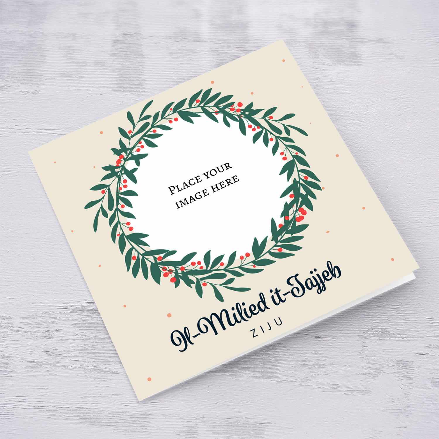 Uncle - Christmas wreath themed photo card for Uncle in Maltese