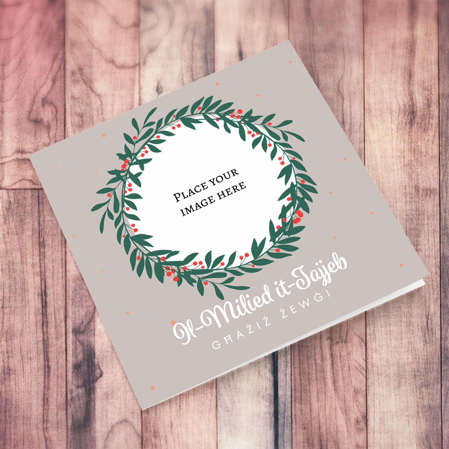 Husband - Christmas wreath themed photo card for Husband in Maltese