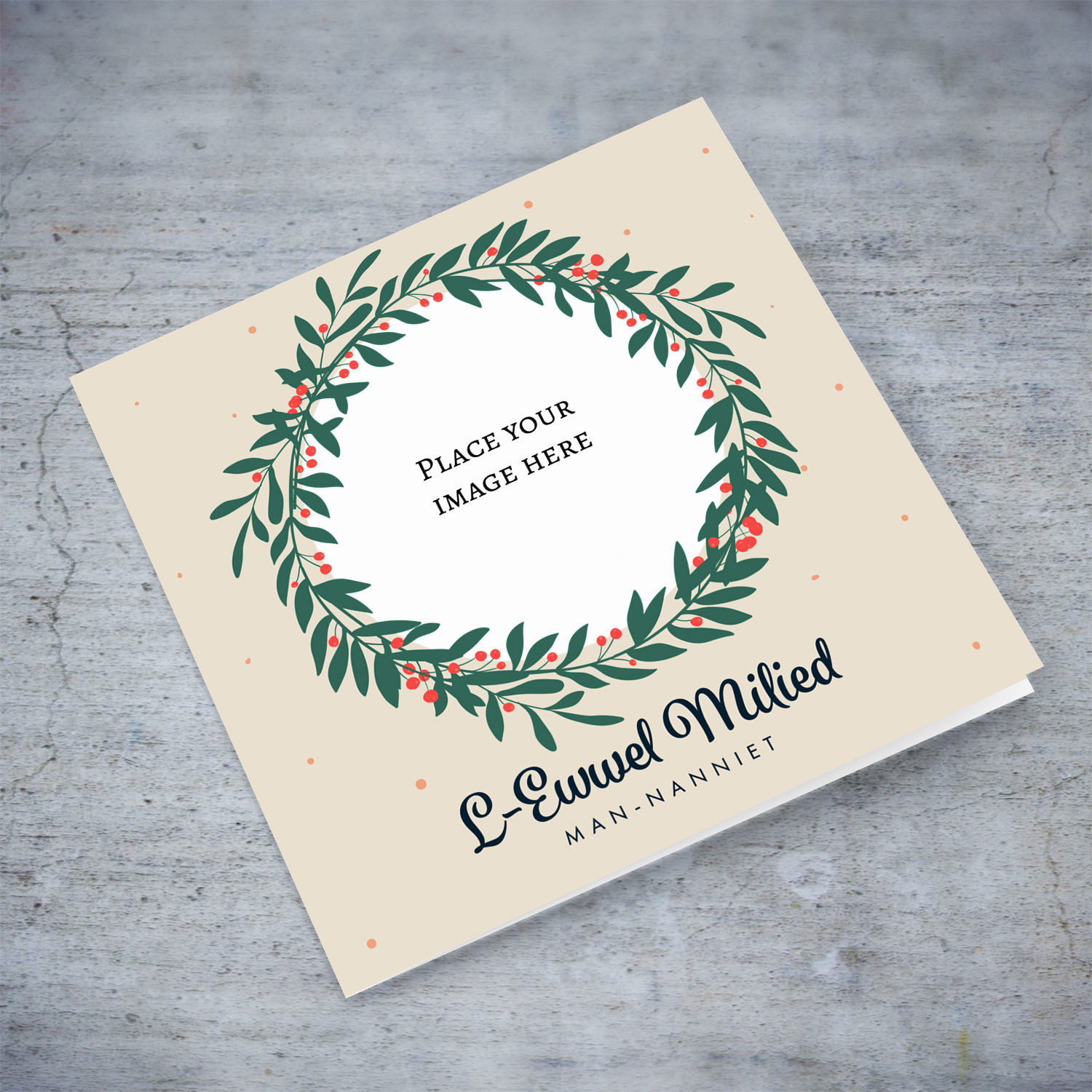 Grandparents  - Christmas wreath themed photo card for first time with grandparents in Maltese