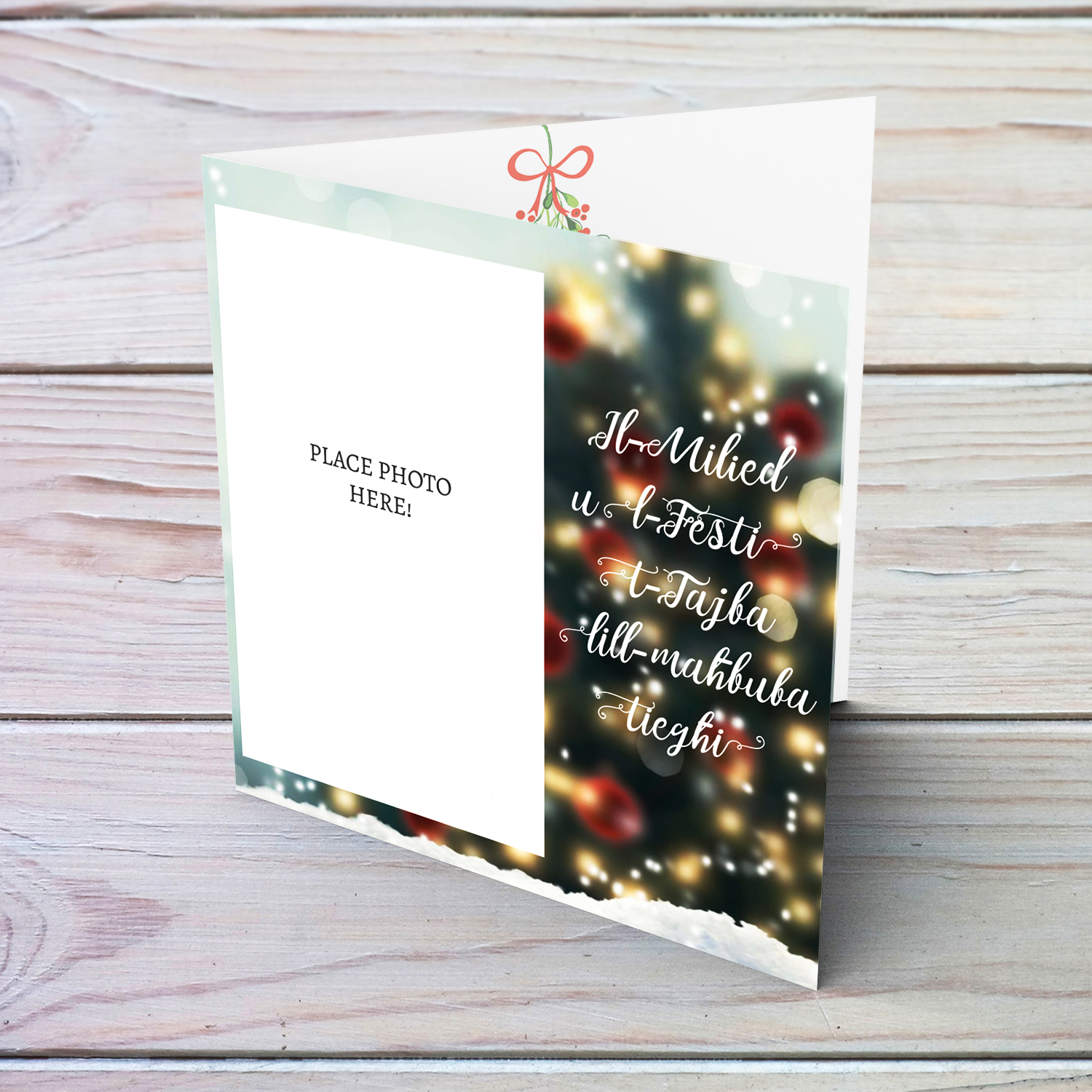Wife / Girlfriend / Partner - Christmas tree photo card in Maltese