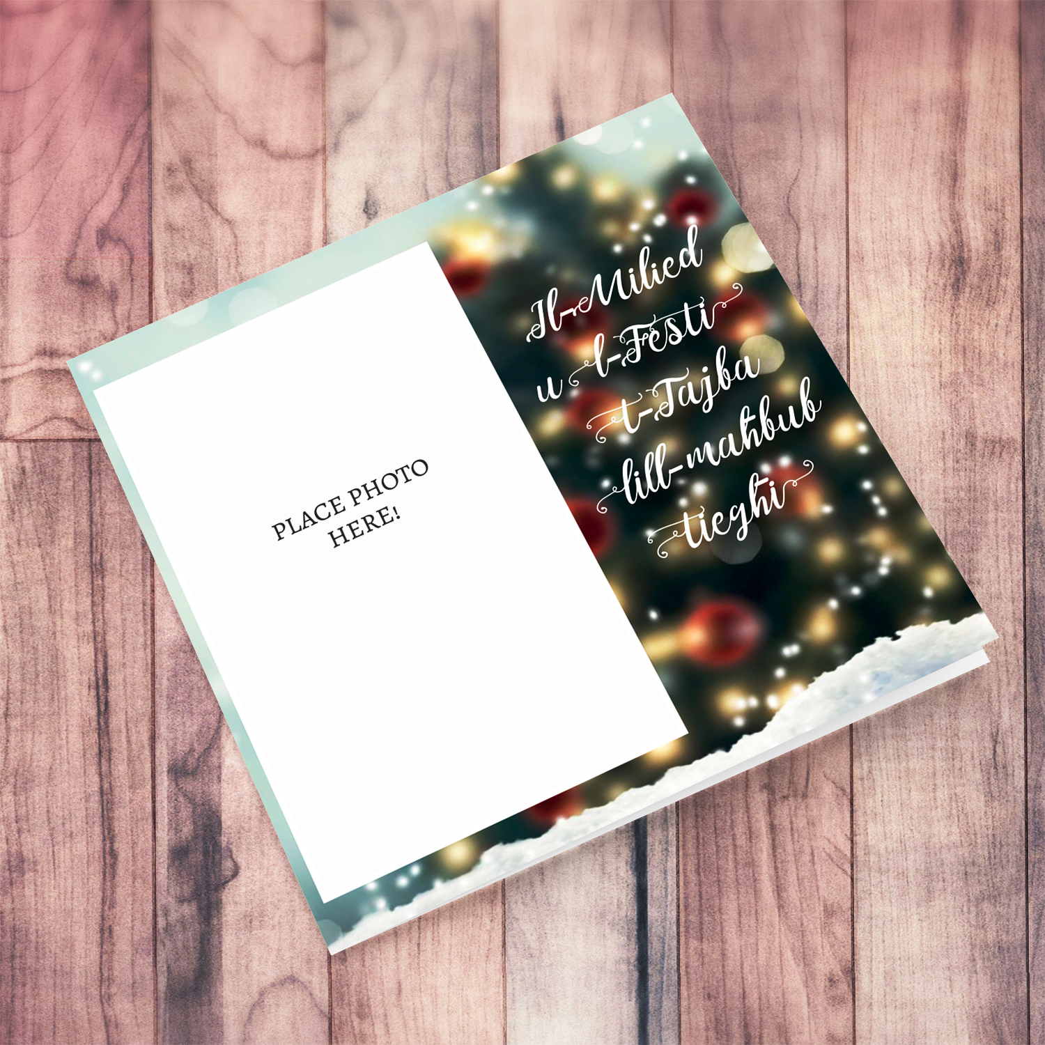 Husband / Partner / Boyfriend - Christmas tree photo card in Maltese