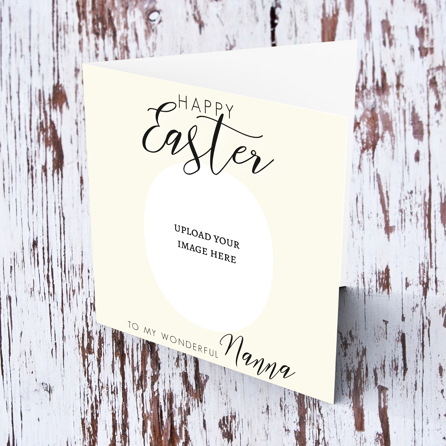 Grandma Easter photo card in cream background in English