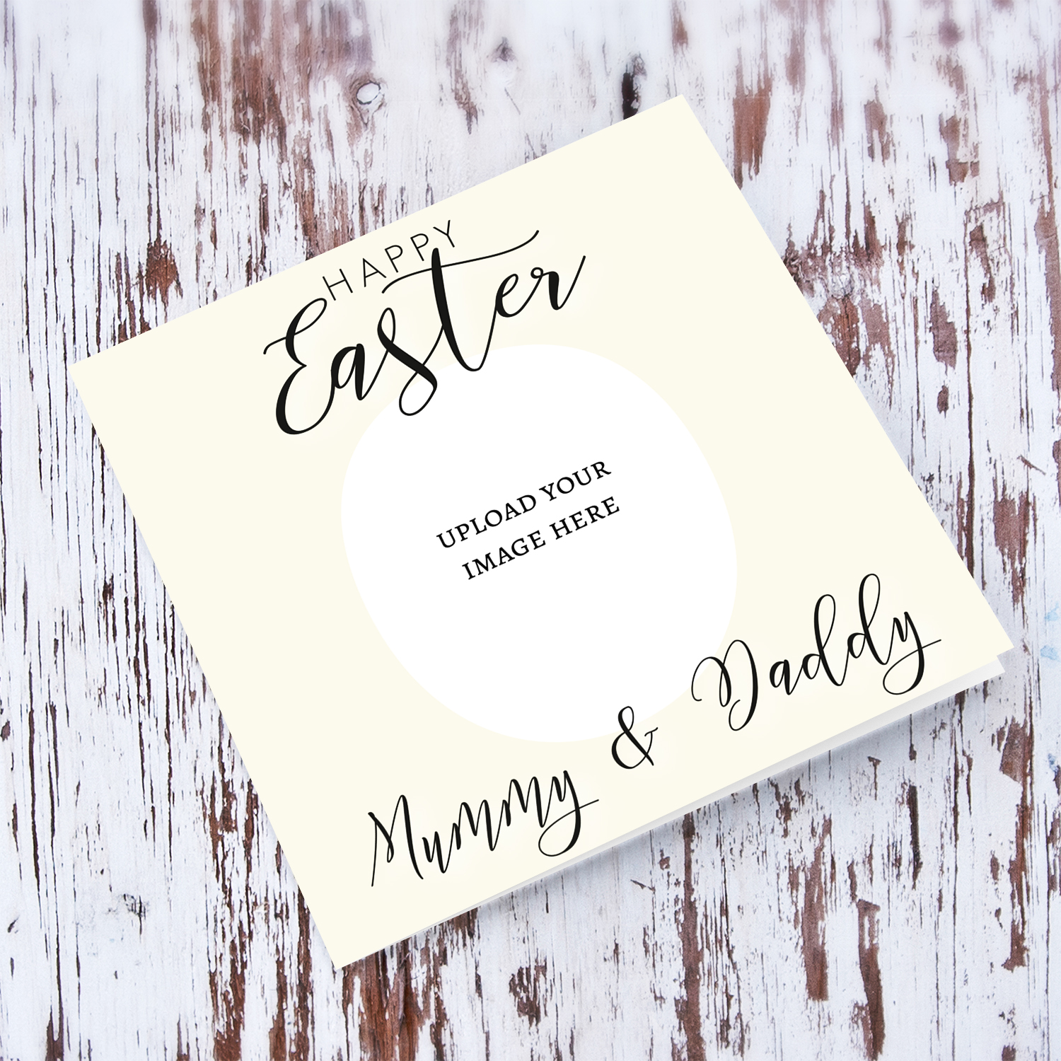 Parents Easter photo card in cream background in English