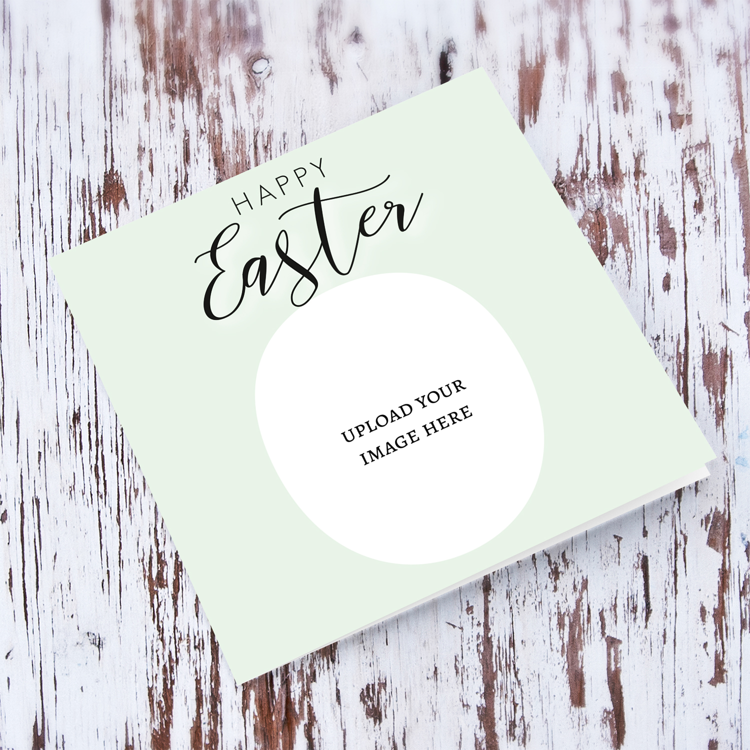 Easter photo card in pastel green background in English (Unisex)