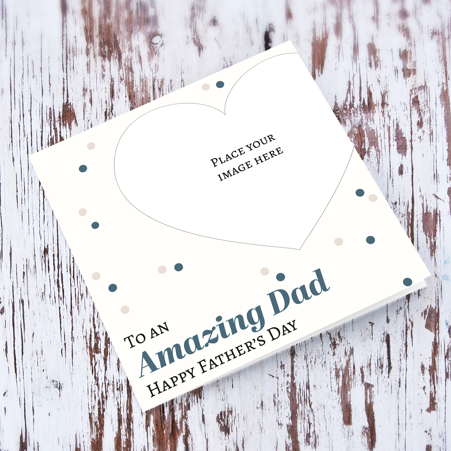 Heart shaped photo - father's day card for an amazing dad in English
