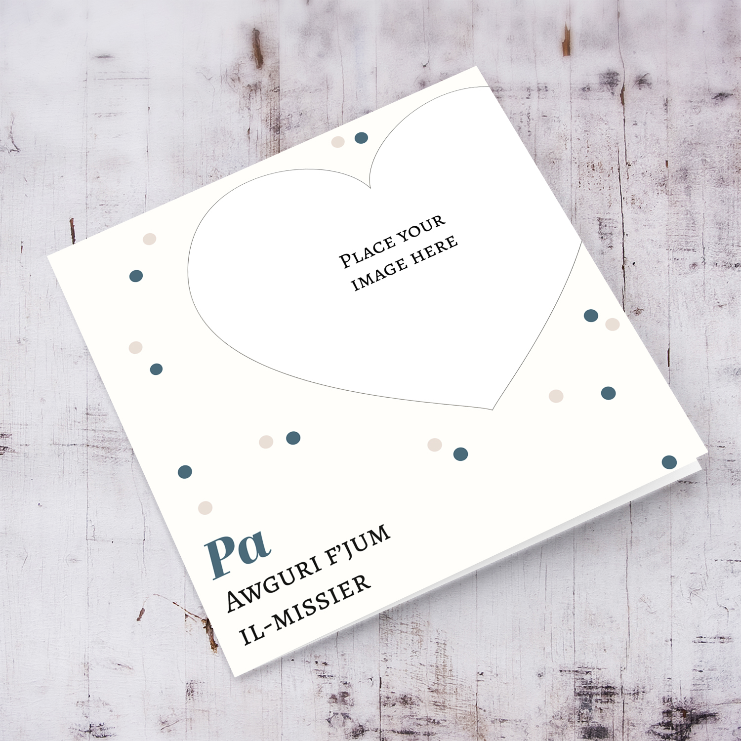 Heart shaped photo - father's day card for dad in Maltese