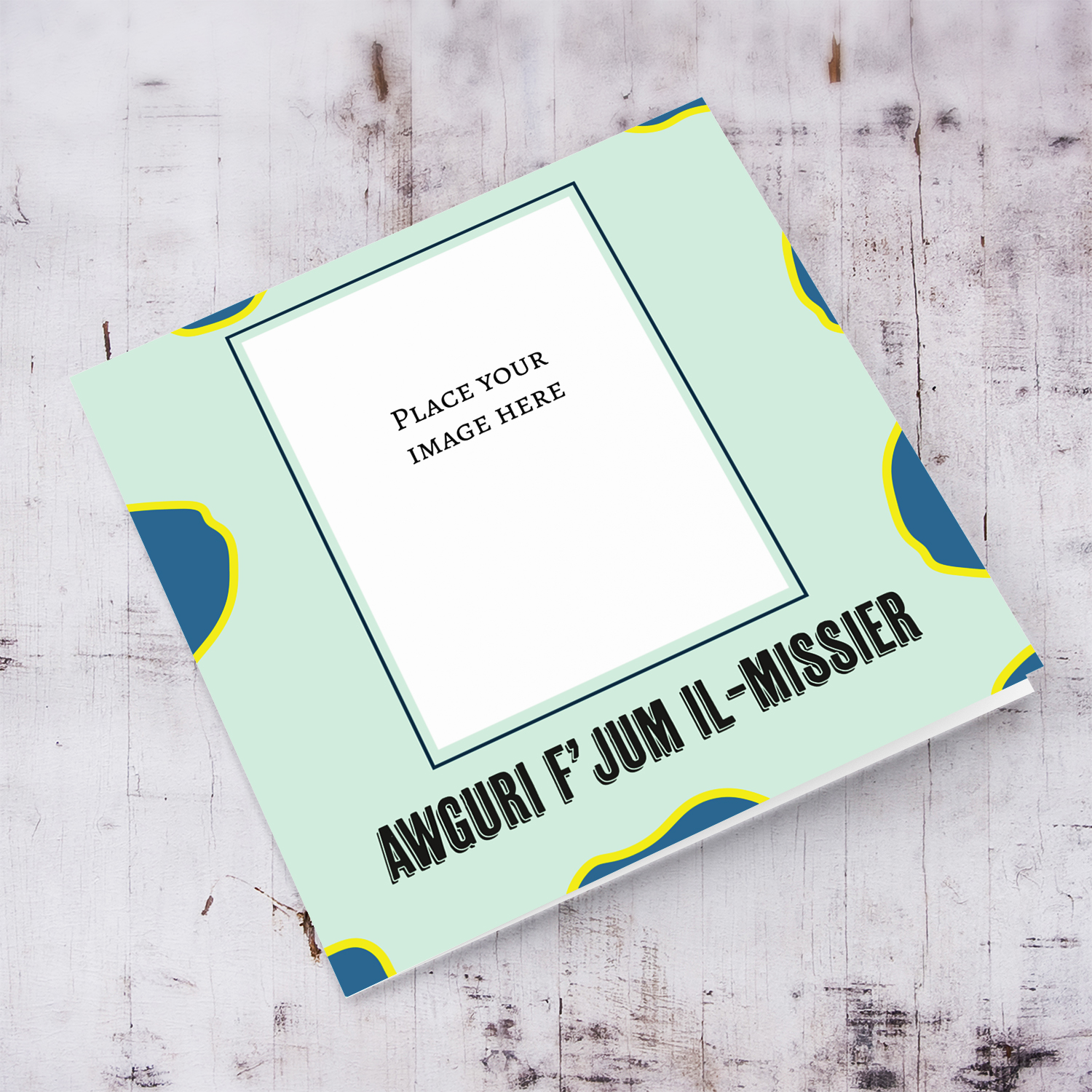 Photo father's day card in pastel green background in Maltese