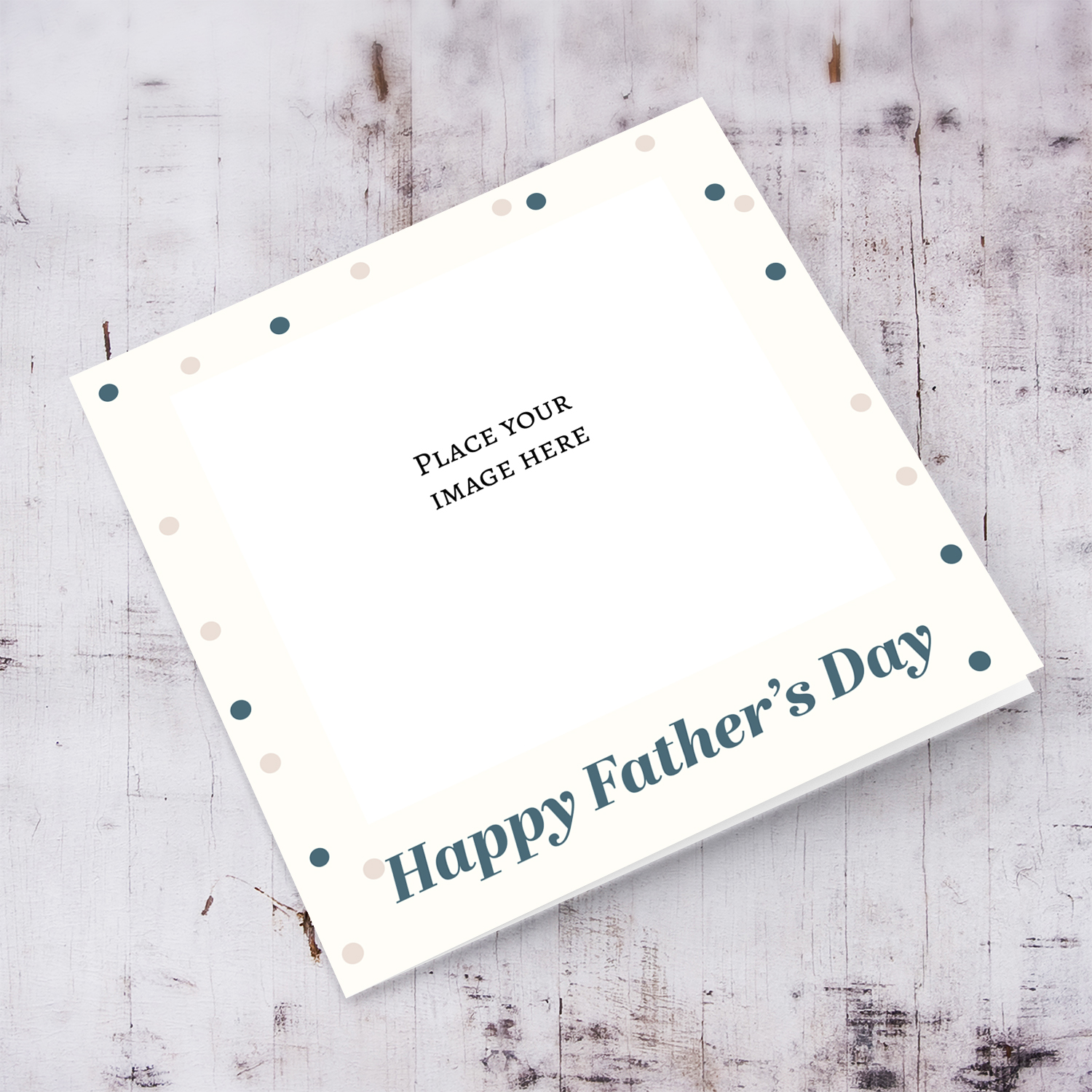 Photo father's day card in cream coloured background and scattered dots in English