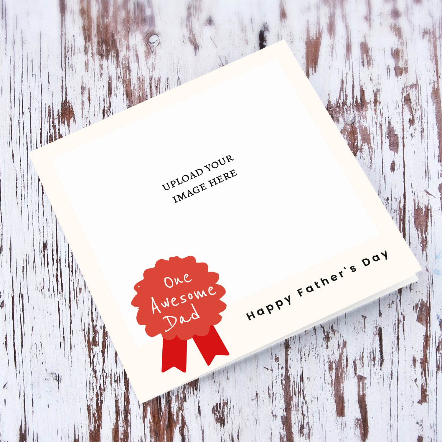 A modern photo father's day card for dad - ONE AWESOME DAD with a red detail in English 