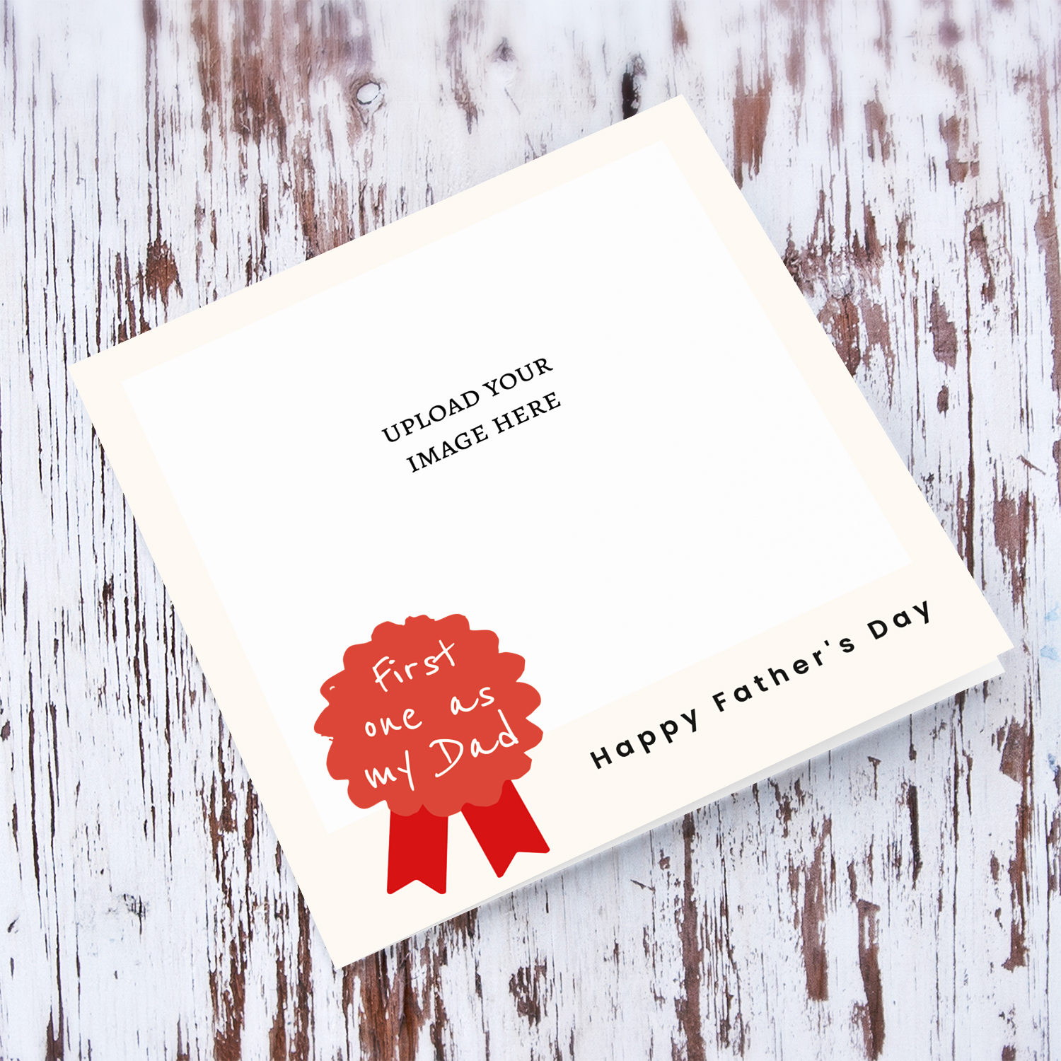 A modern photo father's day card for dad - FIRST FATHER'S DAY with a red detail in English 