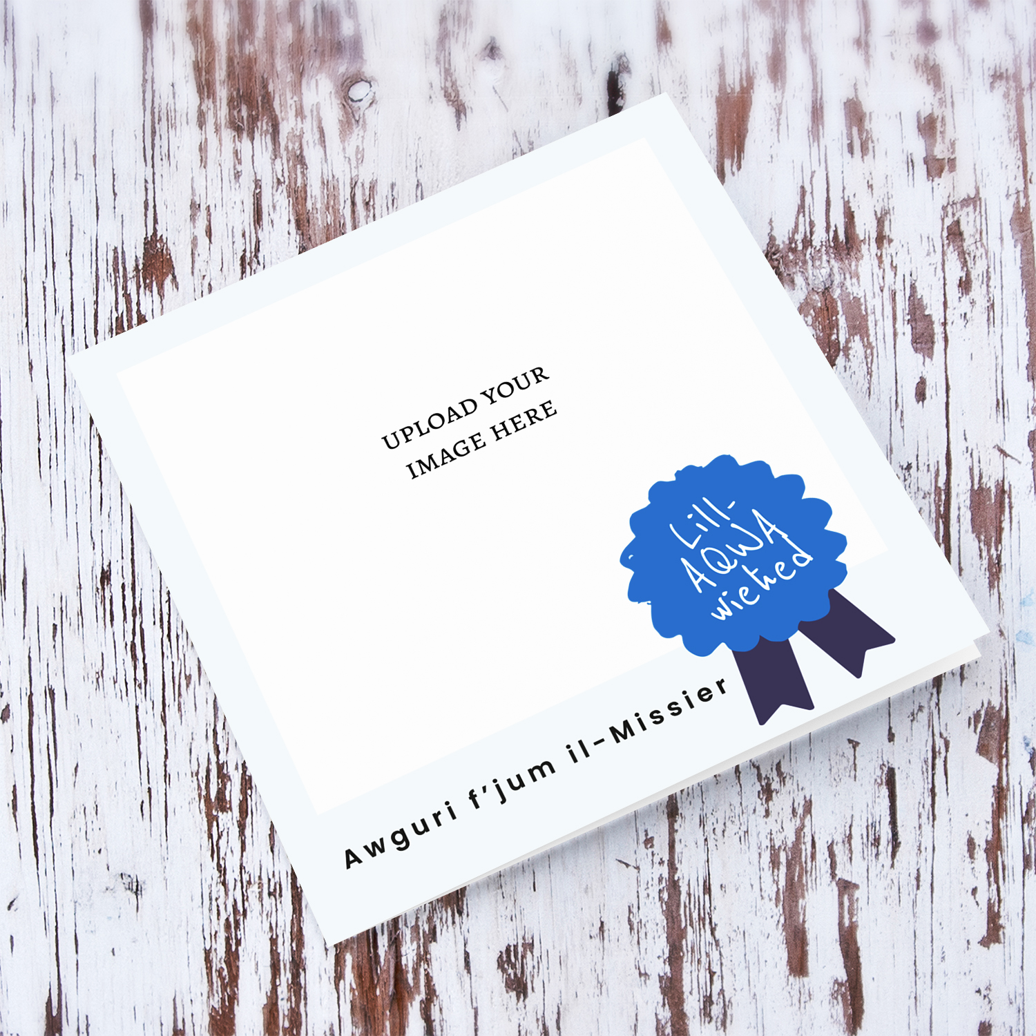 A modern photo father's day card FOR THE BEST ONE with a blue detail in Maltese