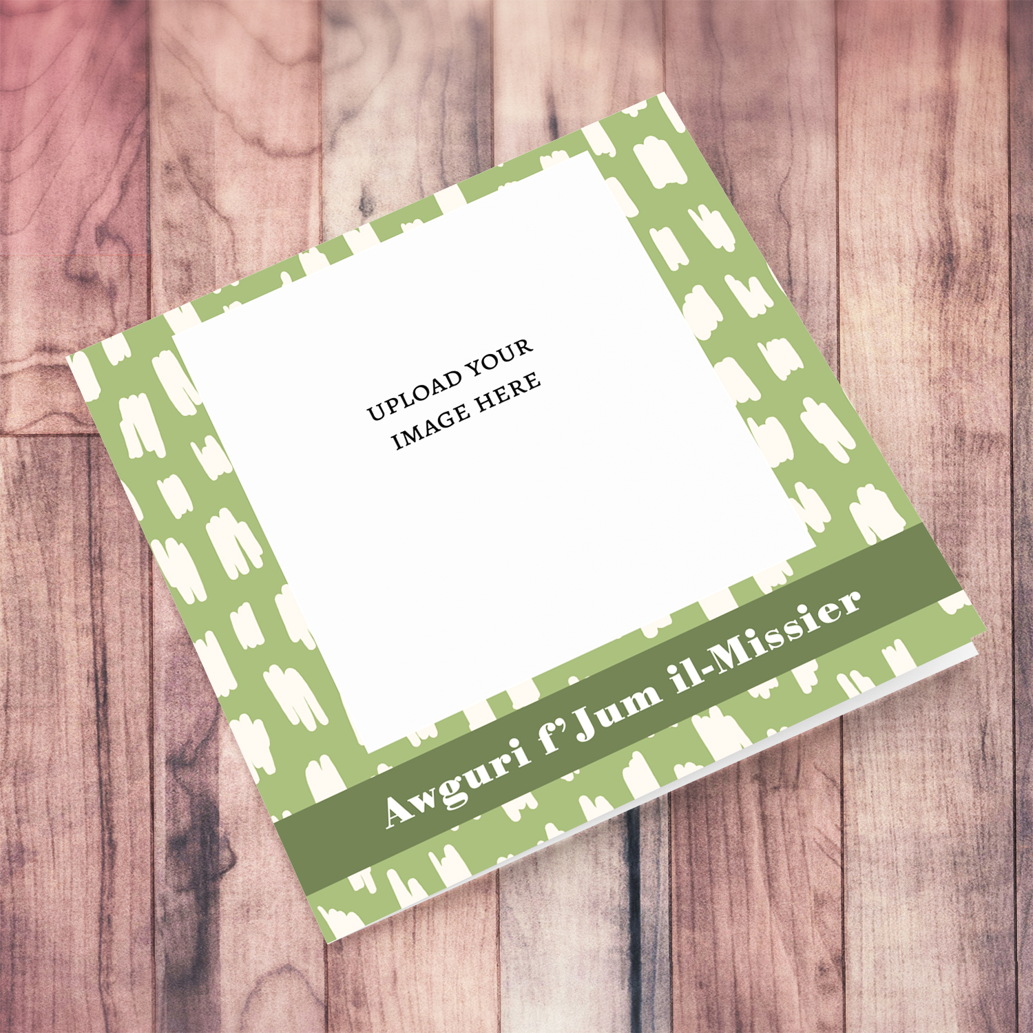 Modern green background father's day photo card in Maltese 