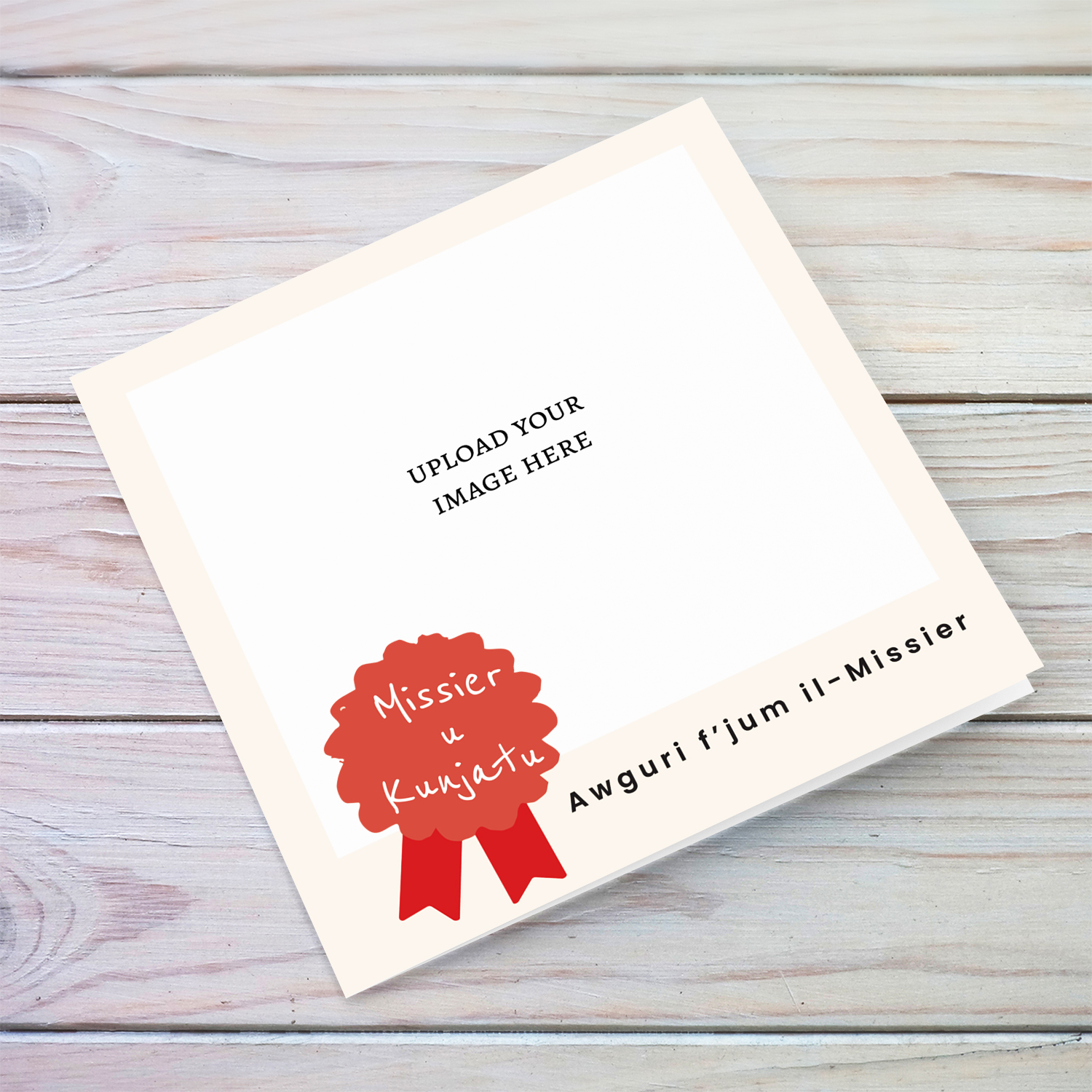 A modern photo father's day card for dad & father-in-law with a red detail in Maltese 