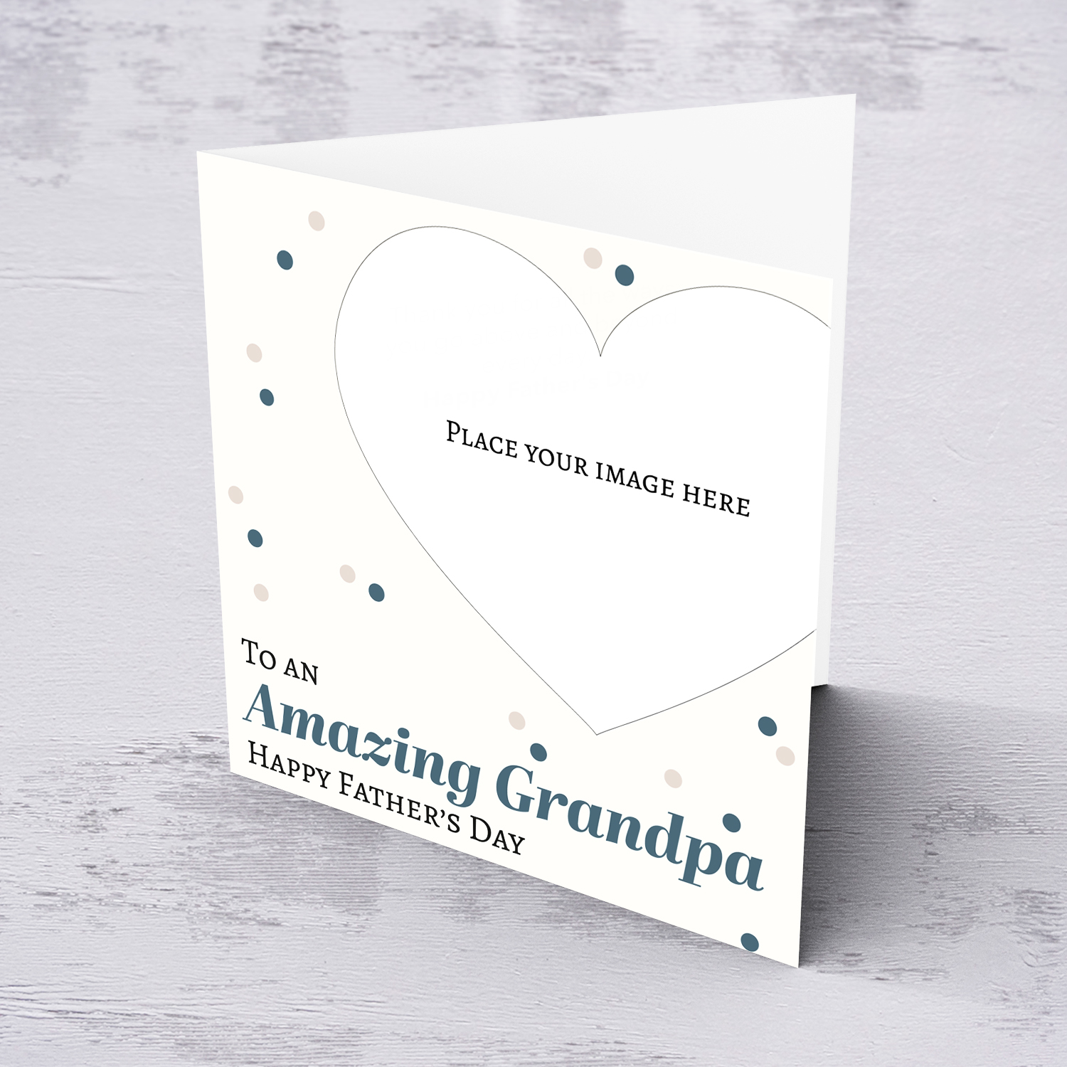 Heart shaped photo - father's day card for an amazing Grandpa in English
