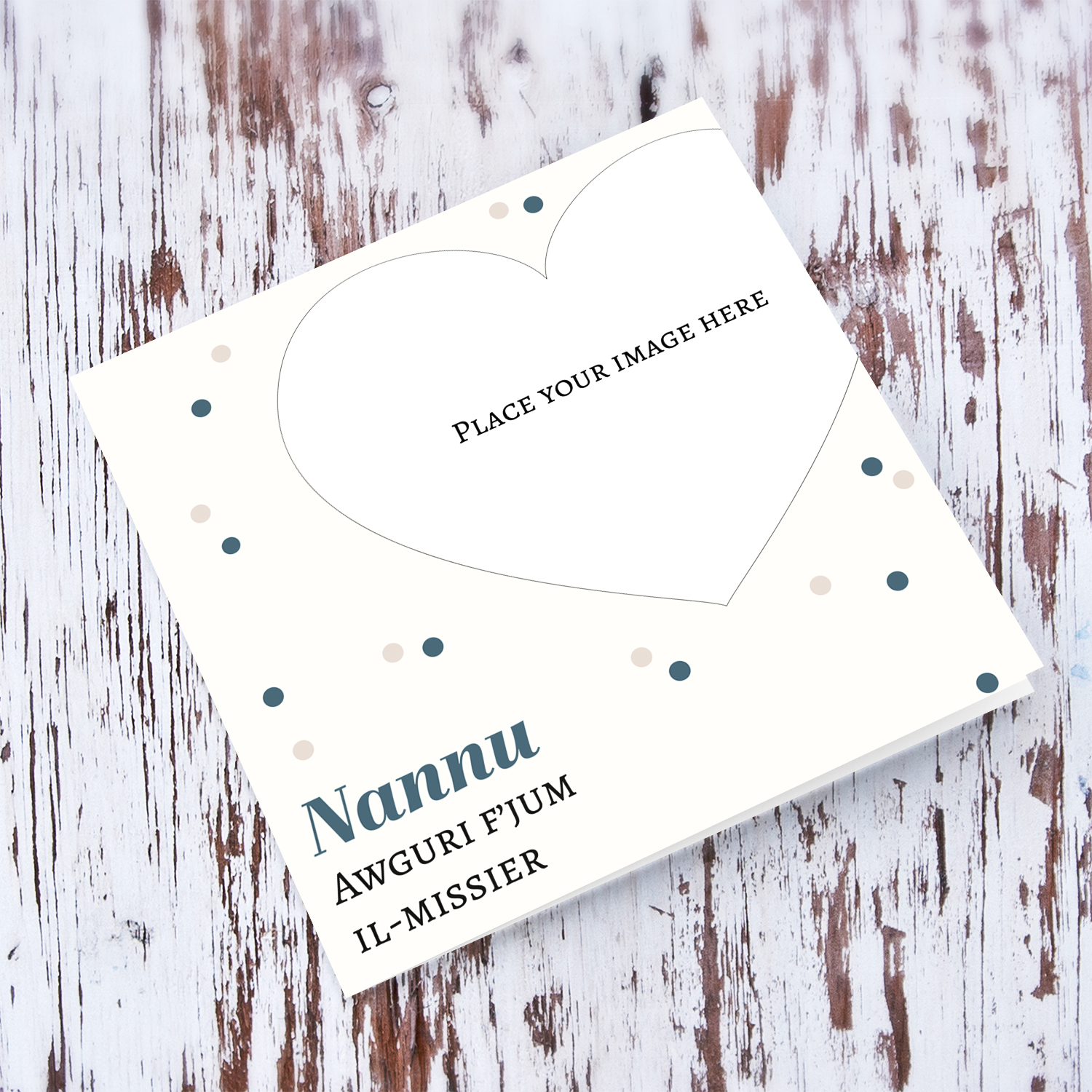 Heart shaped photo - father's day card for Nannu / Grandpa in Maltese
