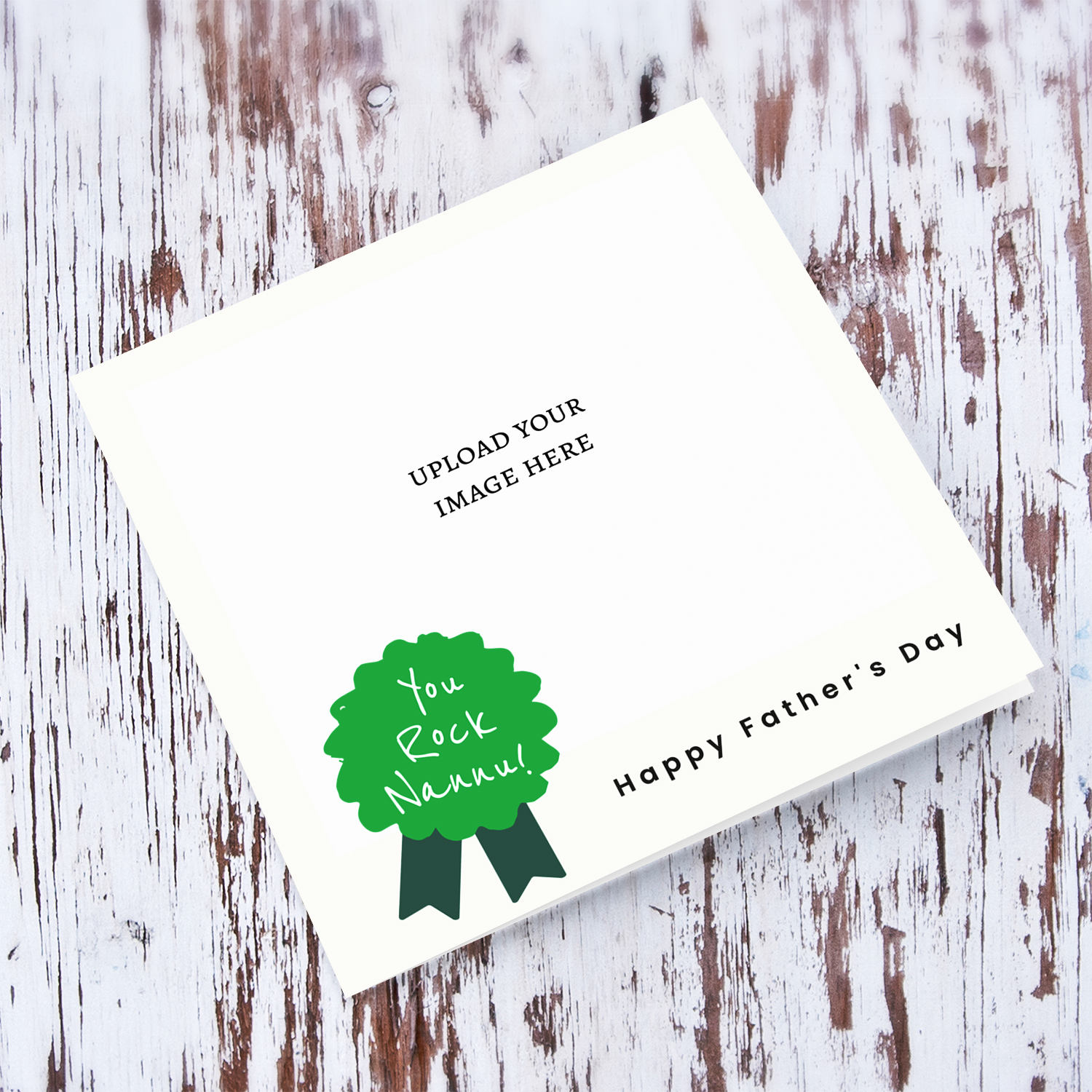 A modern photo father's day card FOR NANNU with a green detail in English 