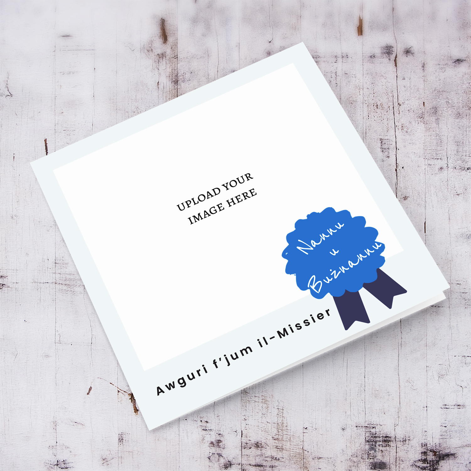 A modern photo father's day card FOR NANNU & BUŻNANNU with a blue detail in Maltese 