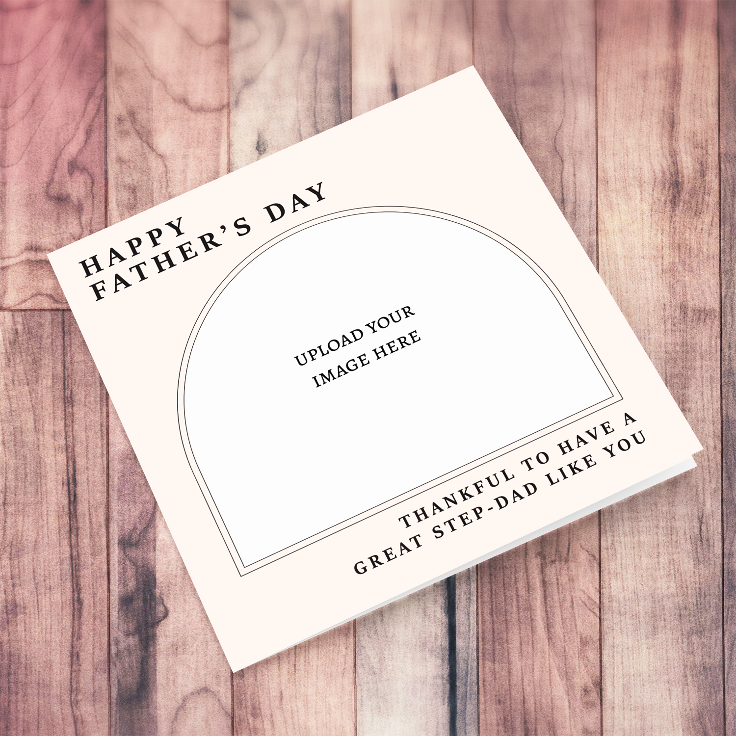 A minimalist father's day card with a special message for stepdad / bonus dad in a neutral background in English 