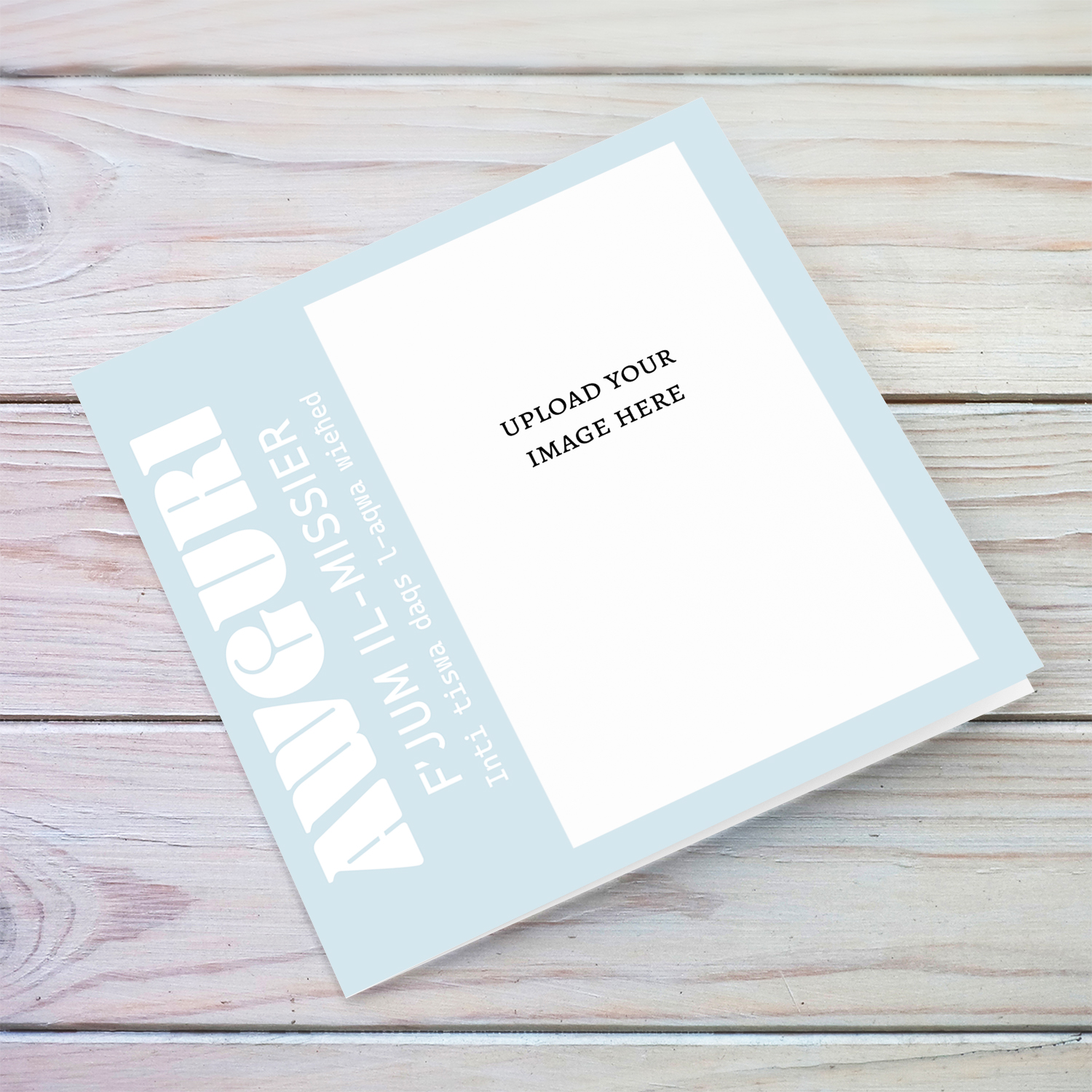Father's day photo card for Step Dad in light blue background and white text in Maltese
