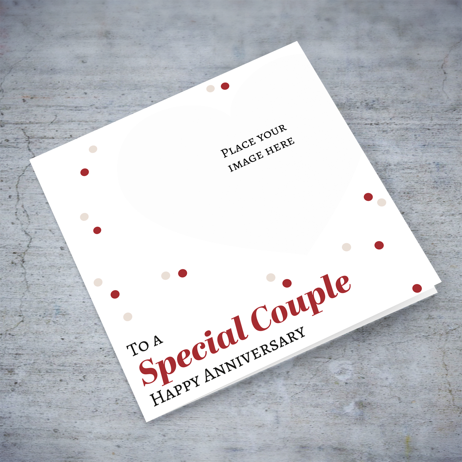 Heart shaped photo anniversary card for a special couple in English