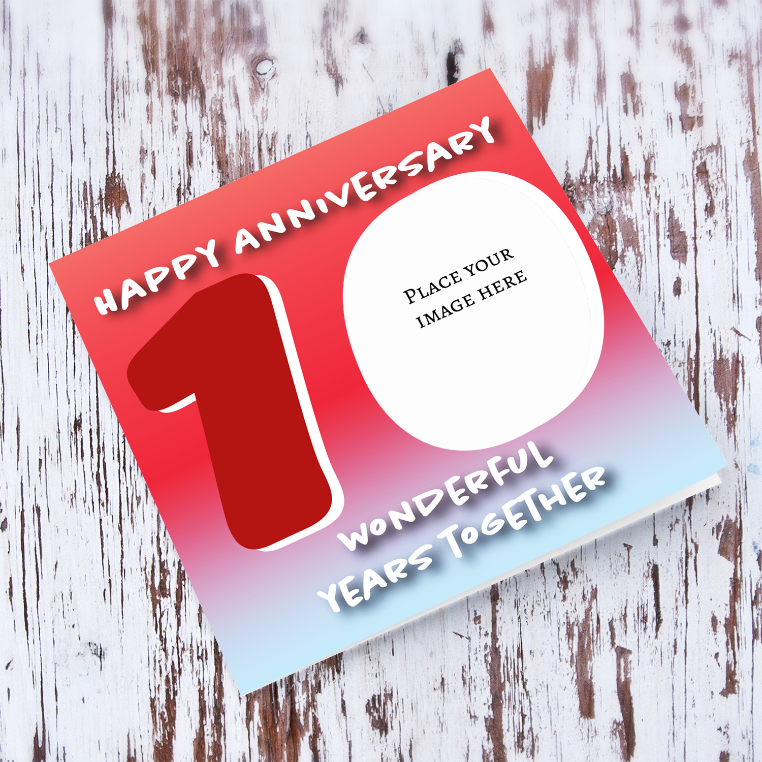10 Year Anniversary photo card - 10 wonderful years together in English