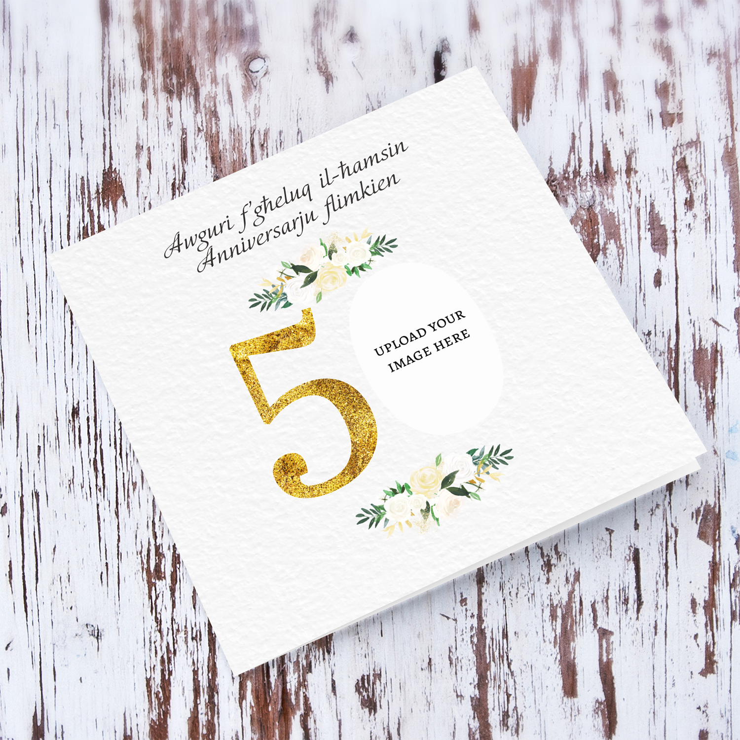 50 years - Elegant 50 years anniversary photo card in Maltese