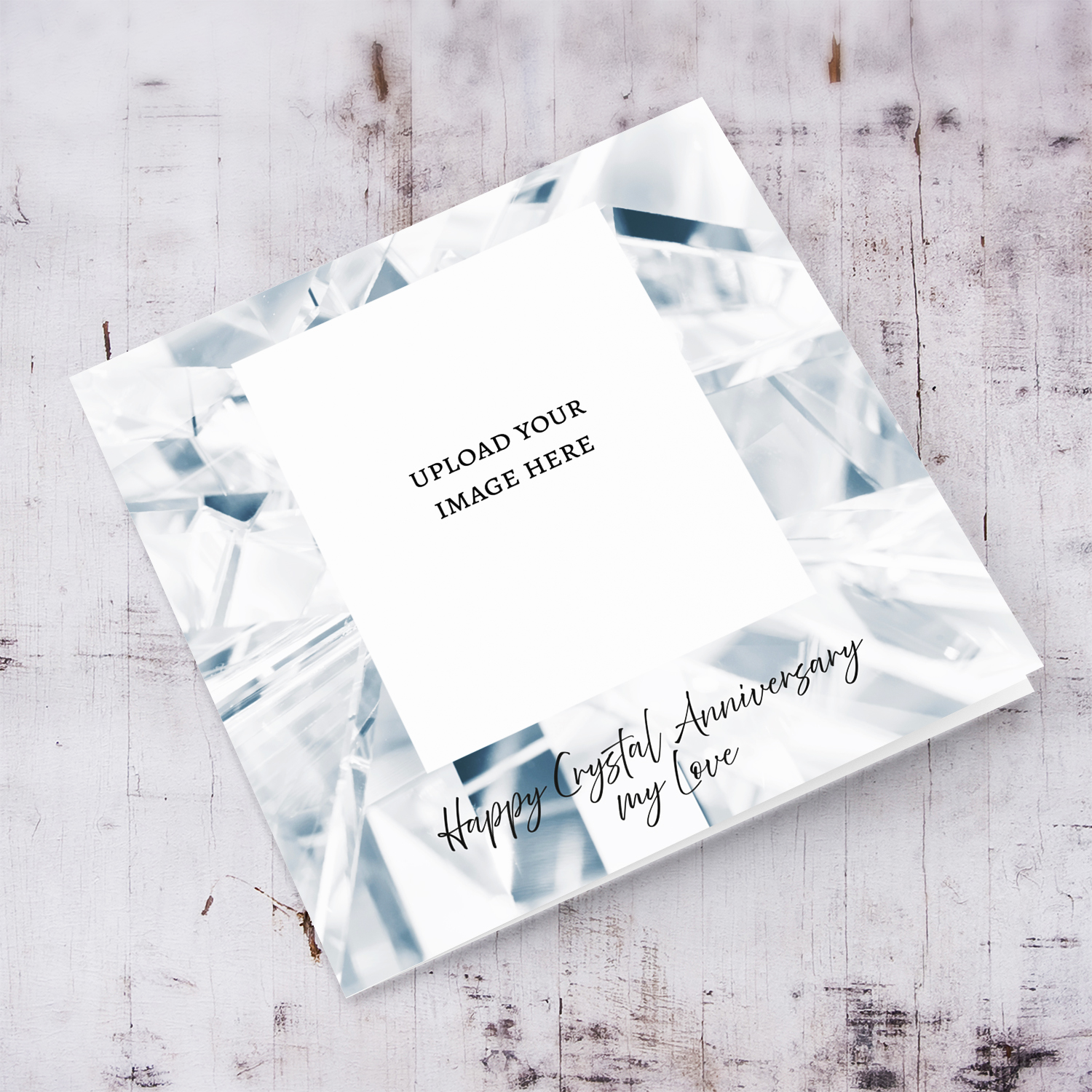 15 years - Happy Crystal Anniversary photo card for husband / wife in English