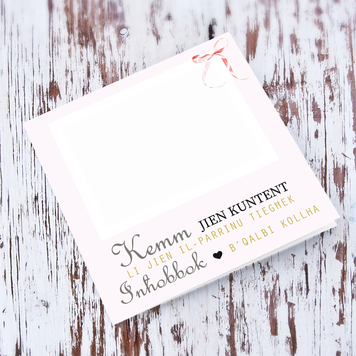 So happy to be your Godfather photo baptism card for girls in pink background featuring a cute petite pink bow in Maltese