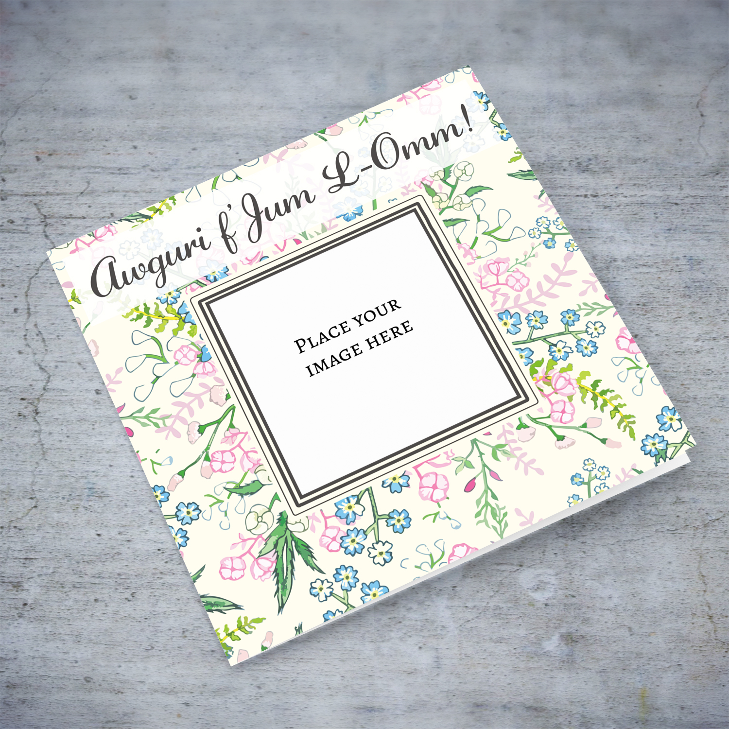 Colourful floral mother's day photo card in Maltese
