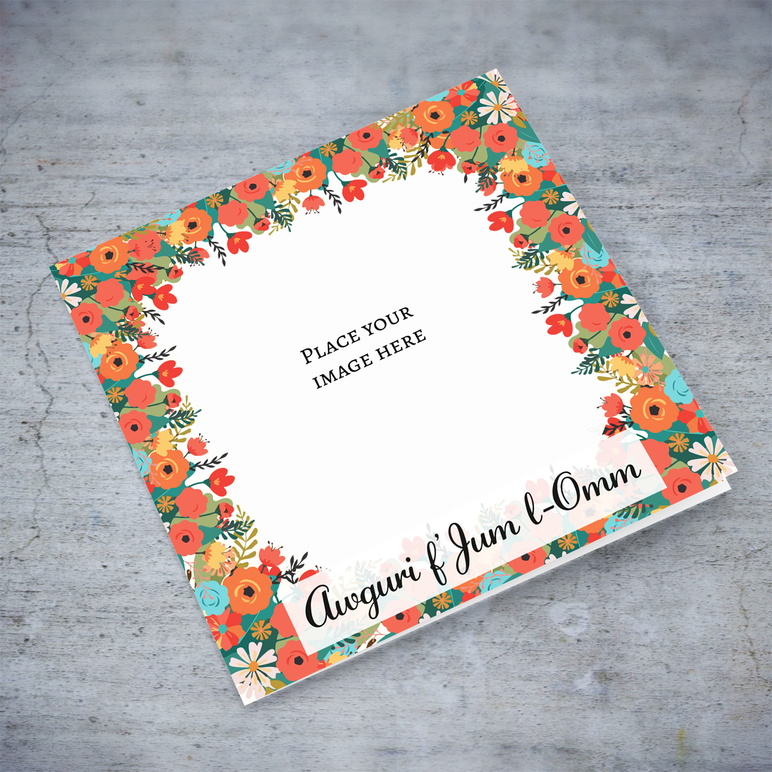 Floral border photo mother's day card in Maltese