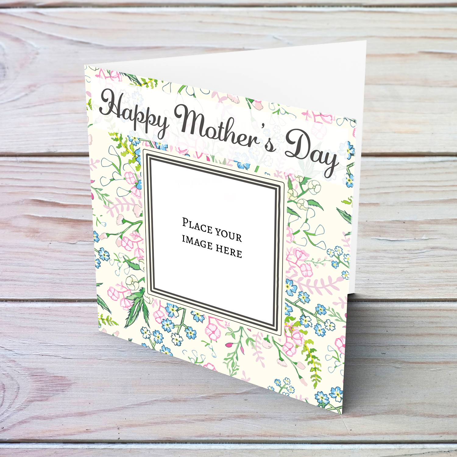 Colourful floral mother's day photo card in English