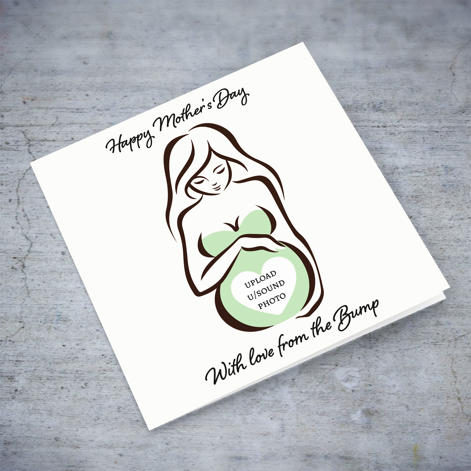 Cute Mother-to-be photo mother's day card - space to upload image (for ex: ultrasound) in English