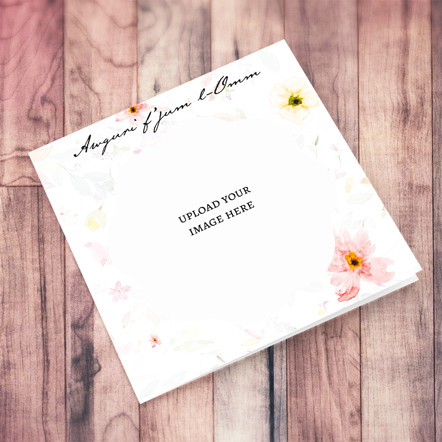 A delicate floral background photo mother's day card in English
