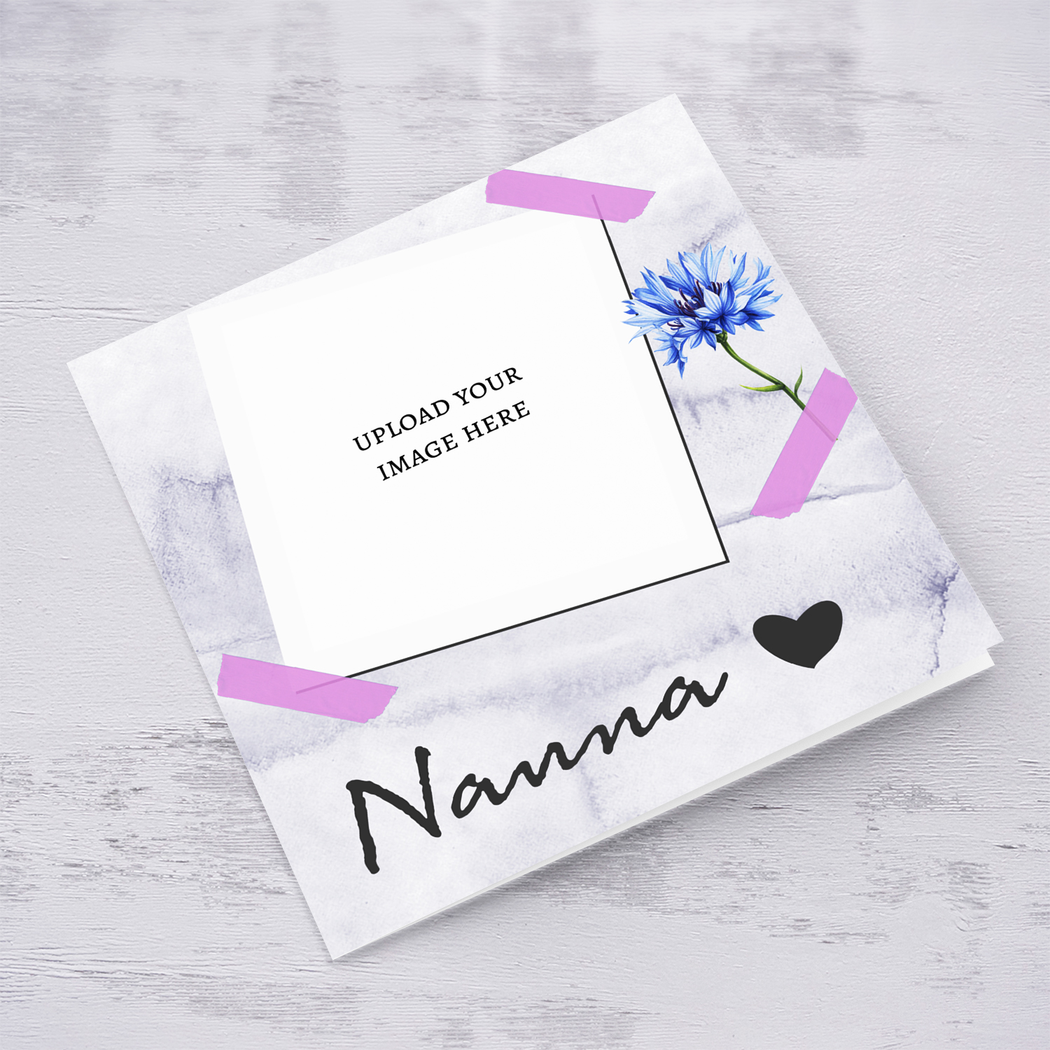 Photo mother's day card for Grandma (Nanna) with blue flower and pink tape in Maltese