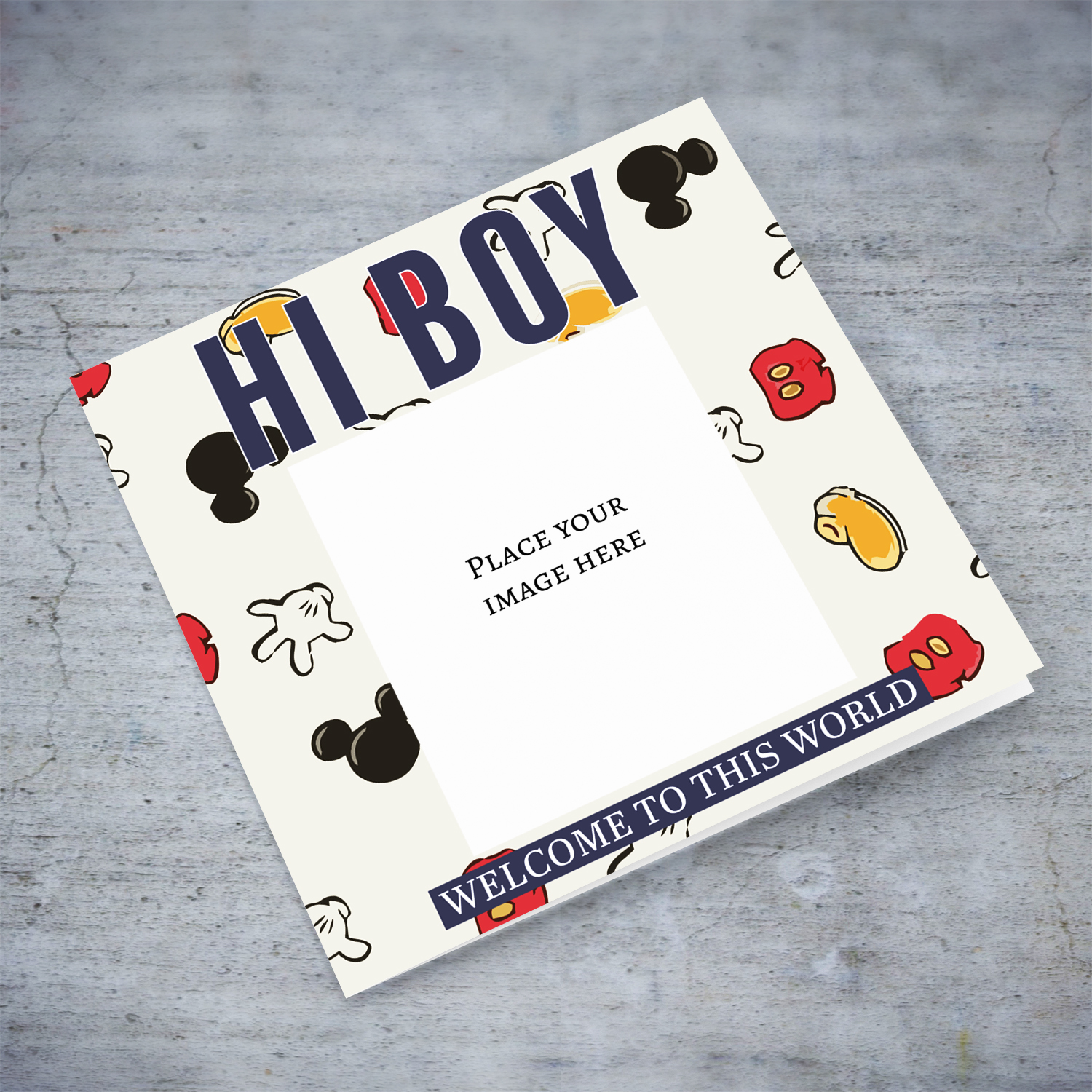 Hi Boy - Newborn photo card in English