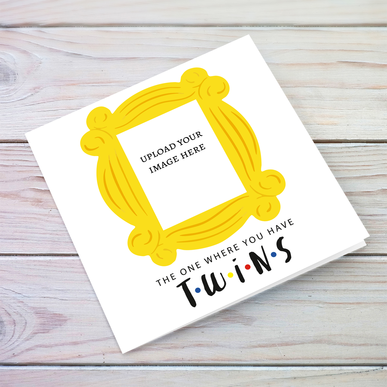 The one where you have twins - Photo new born card in English (neutral & unisex)