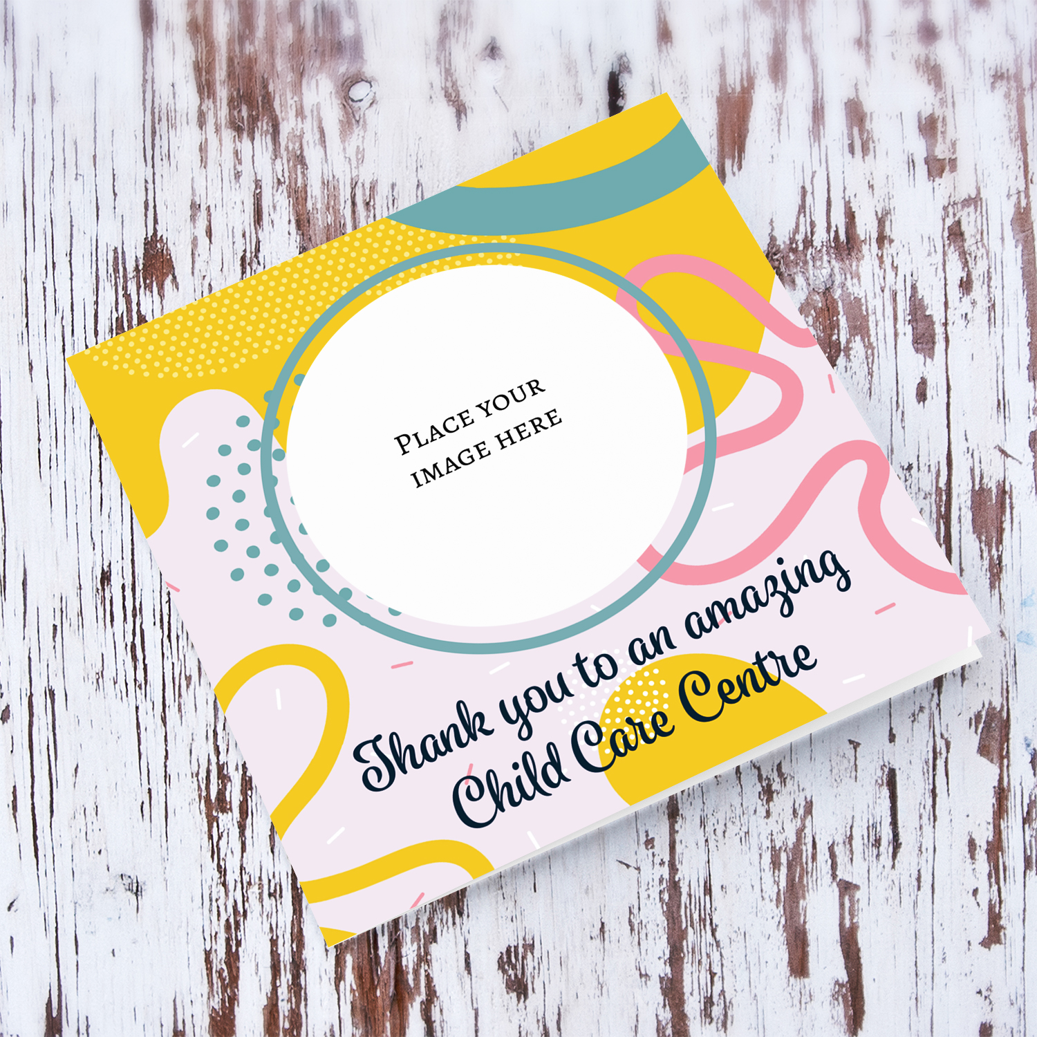 Child Care Centre Colourful and patterned photo thank you card for Child care centre in English