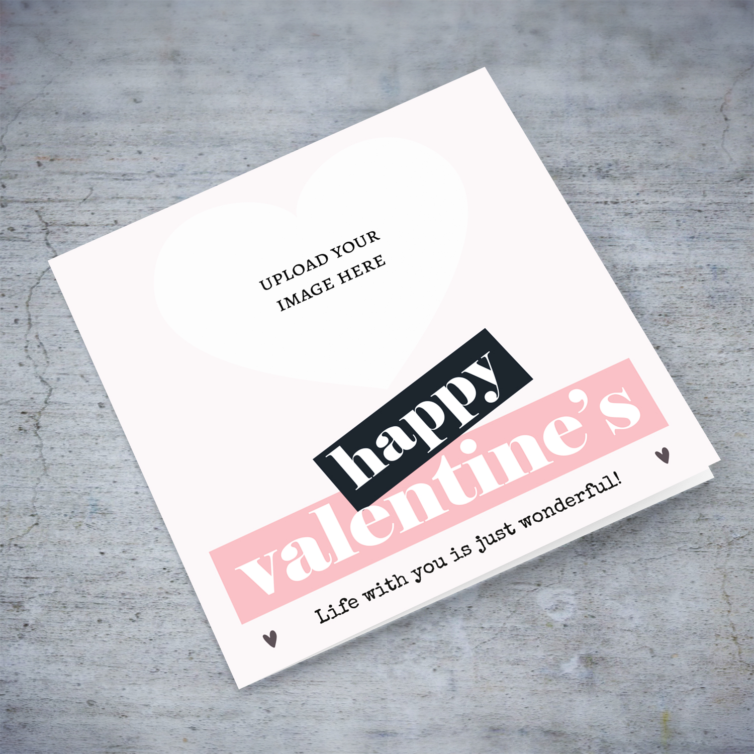 Heart shaped photo - Valentine's Card in pink background in English 